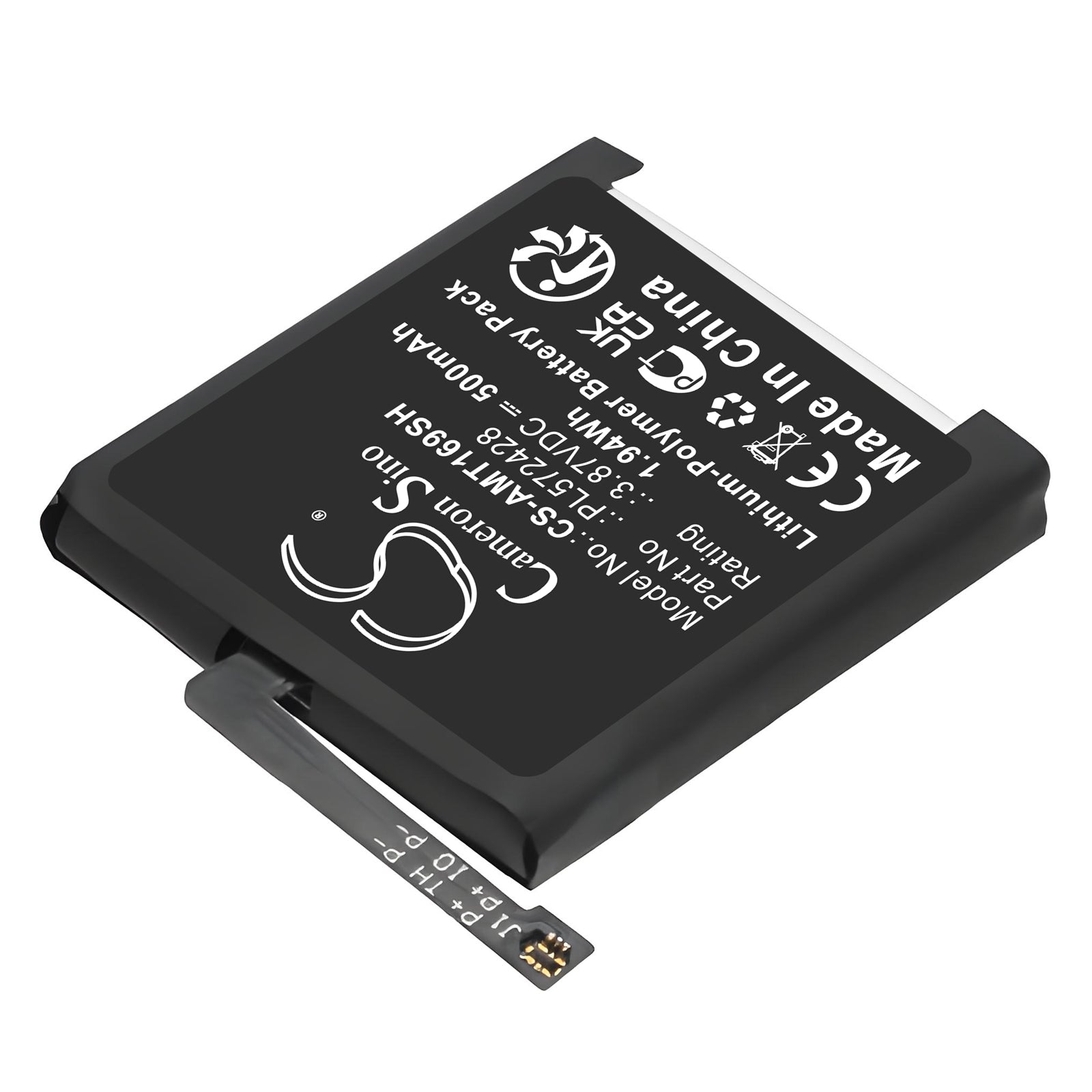 3.87V, Li-Polymer, 500mAh, Battery fits Amazfit A2169, A2170, 1.94Wh Smartwatch Cameron Sino Technology Limited