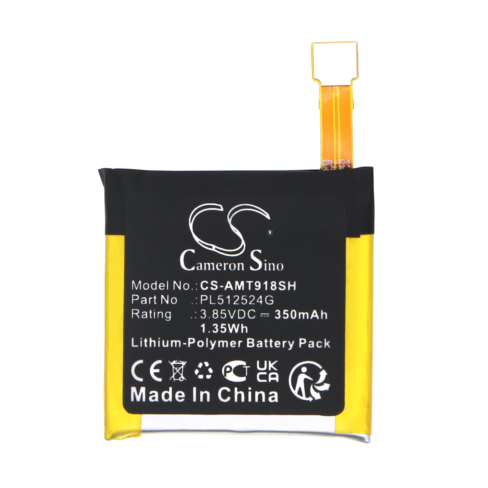 Li-Polymer, Smartwatch Battery fits Amazfit A1801, A1808, 3.85V, 350mAh Smartwatch Cameron Sino Technology Limited