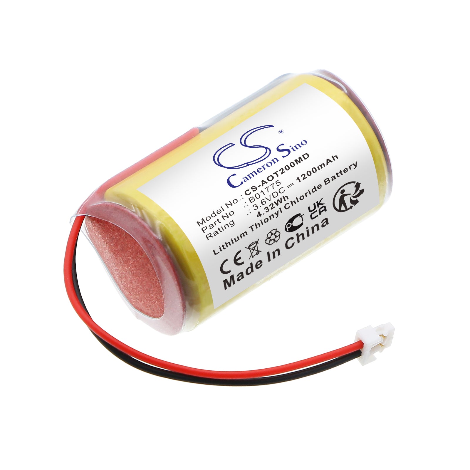 3.6V, Li-SOCl2, 1200mAh, Battery fits AeroScout 24, 242, 4.32Wh Medical Cameron Sino Technology Limited