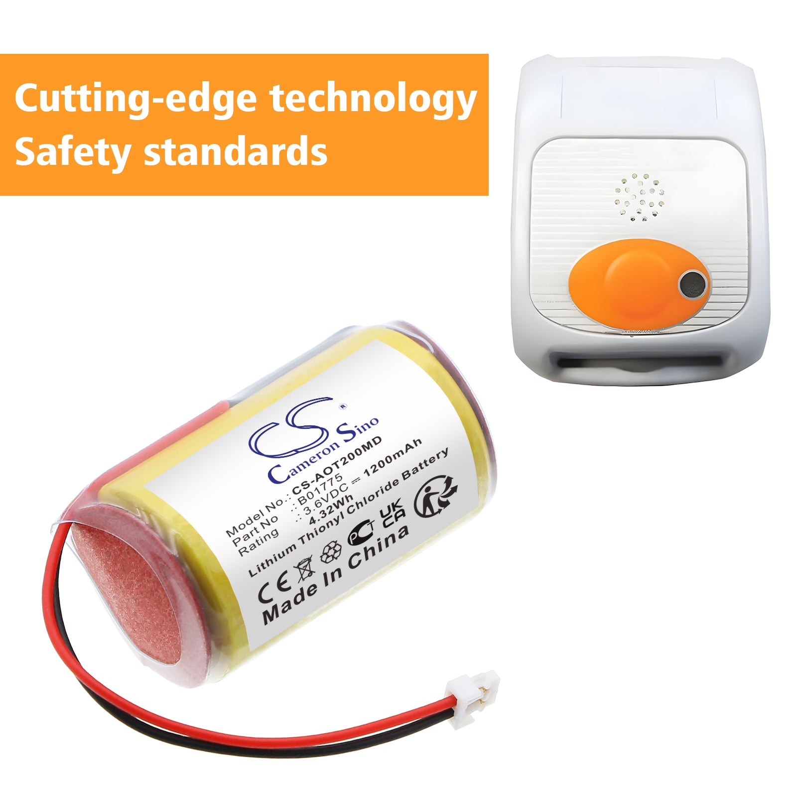 3.6V, Li-SOCl2, 1200mAh, Battery fits AeroScout 24, 242, 4.32Wh Medical Cameron Sino Technology Limited