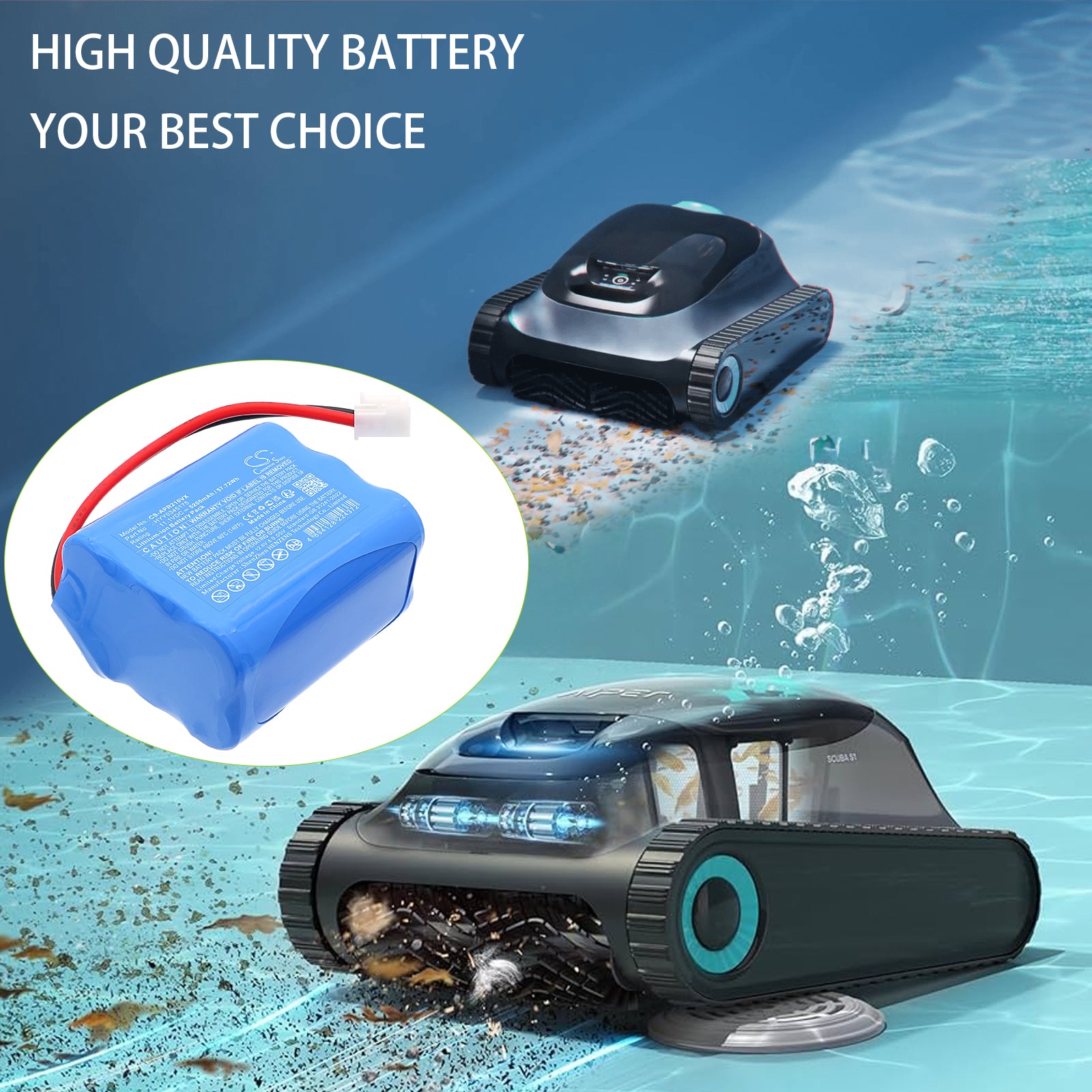 11.1V, Li-ion, 5200mAh, Battery fits Aiper SE Cordless Robotic Pool Cleaner, 57.72Wh Robotic Pool Cleaner Cameron Sino Technology Limited