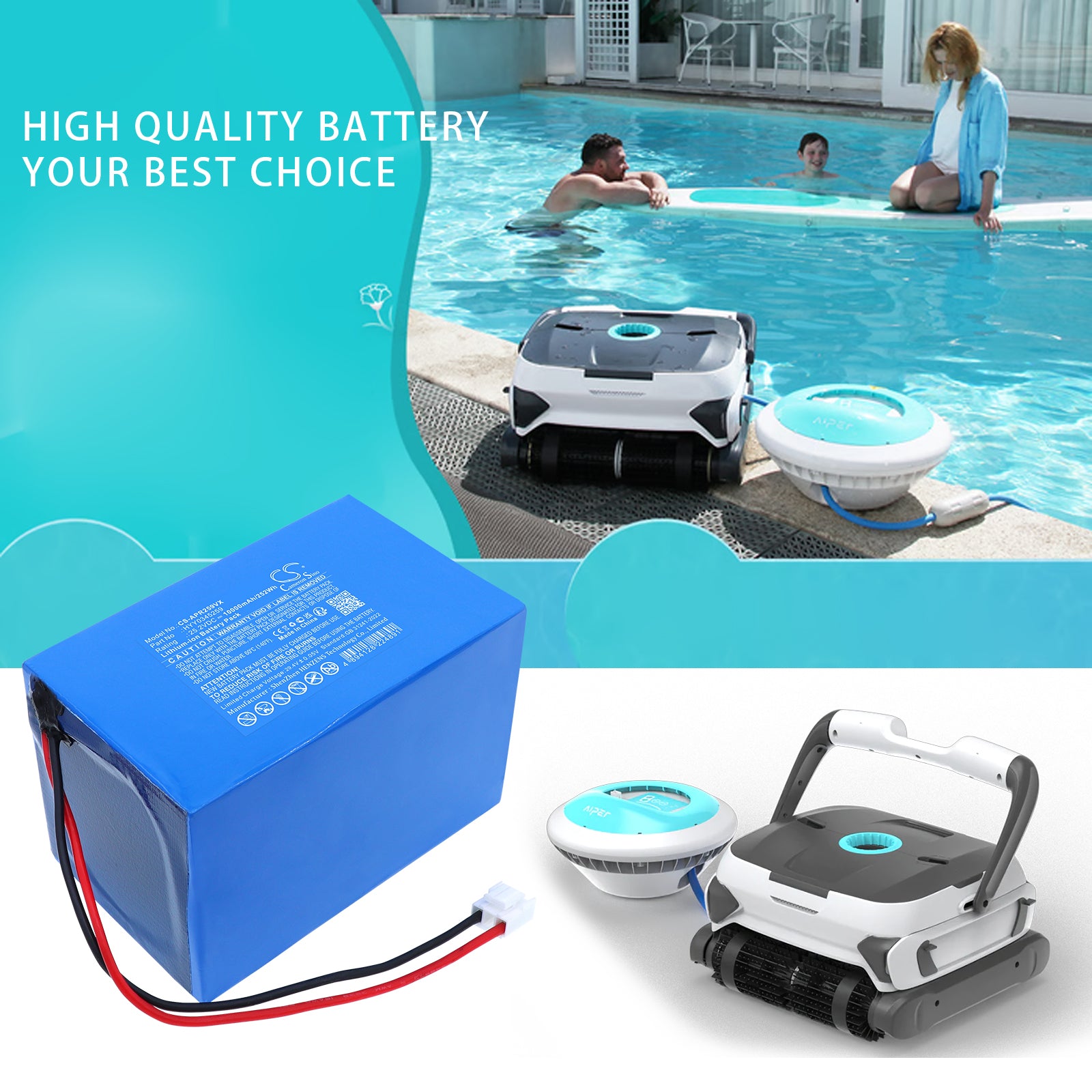 25.2V, Li-ion, 10000mAh, Battery fits Aiper Seagull 3000 Wall-Climbing Cordless Pool Cleaner, 252Wh Robotic Pool Cleaner Cameron Sino Technology Limited