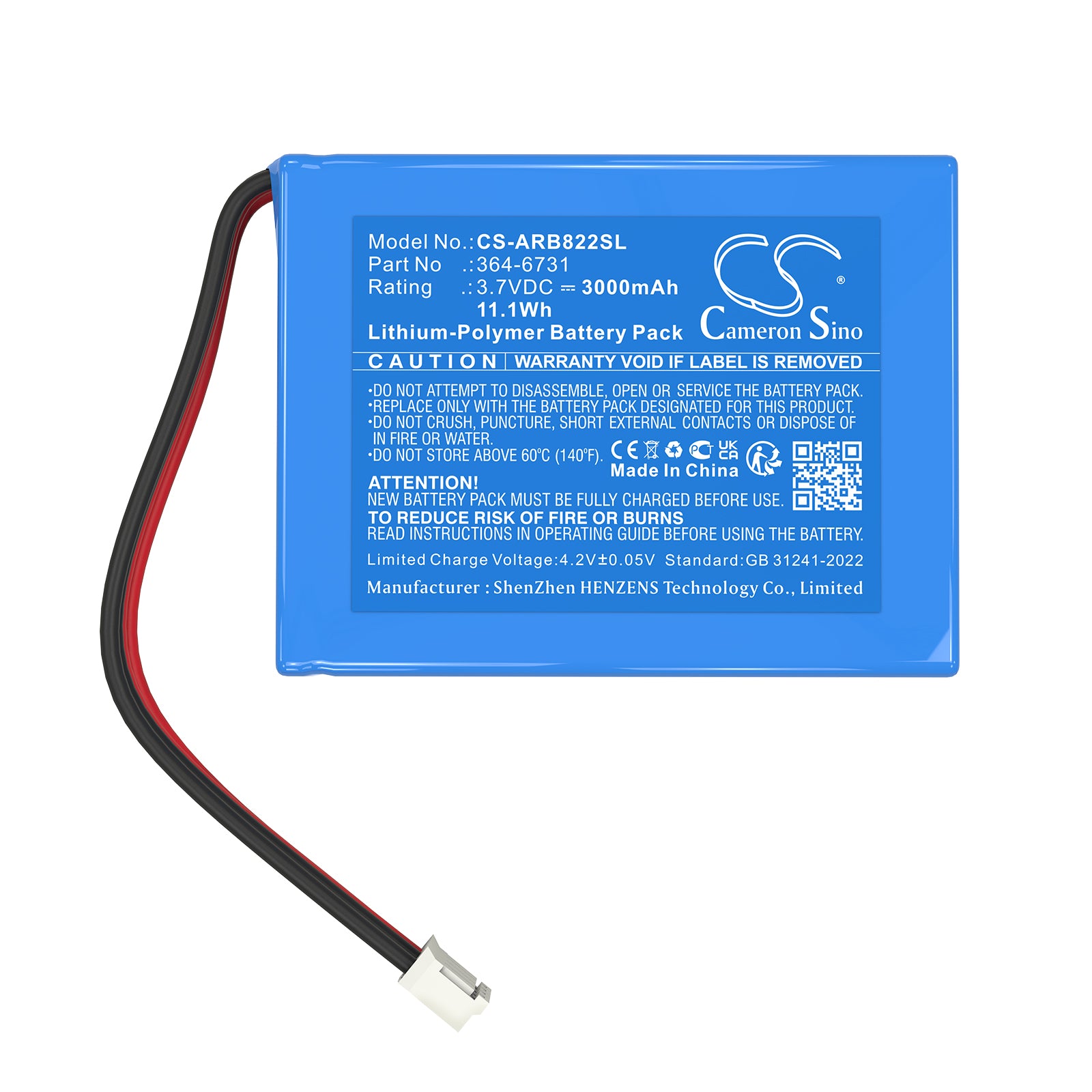 3.7V, Li-Polymer, 3000mAh, Battery fits ABB 364-6731, 3BSC760019E1, 11.1Wh PLC Cameron Sino Technology Limited