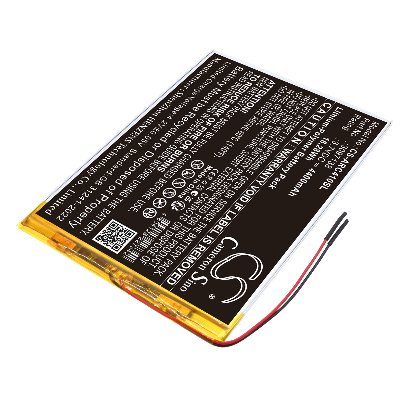 3.7V, Li-Polymer, 4400mAh, Battery fits Archos AC101OX4G, OXYGEN 4G, 16.28Wh Tablet Cameron Sino Technology Limited