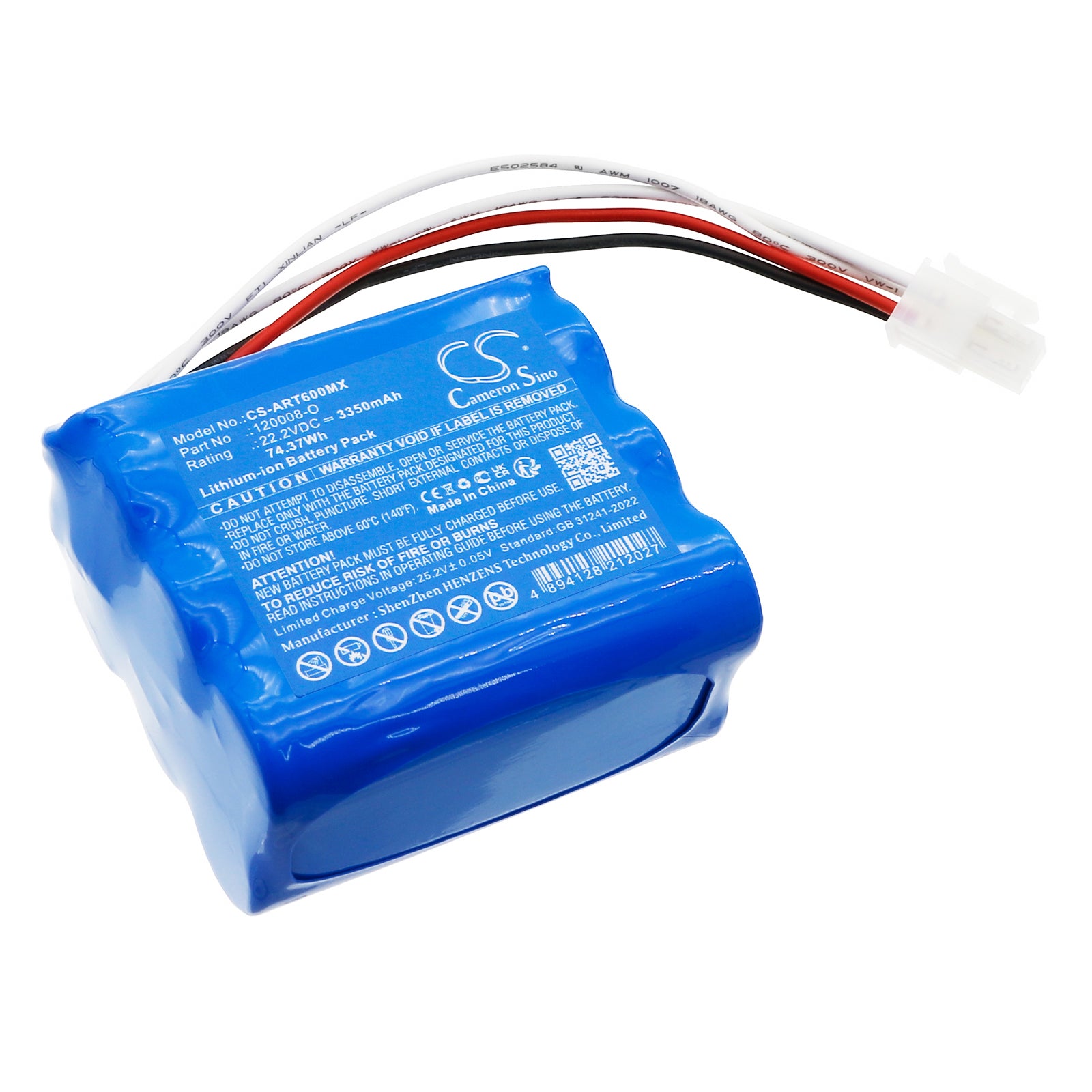 22.2V, Li-ion, 3350mAh, Battery fits Air Liquide T60 Respirator, 74.37Wh Medical Cameron Sino Technology Limited