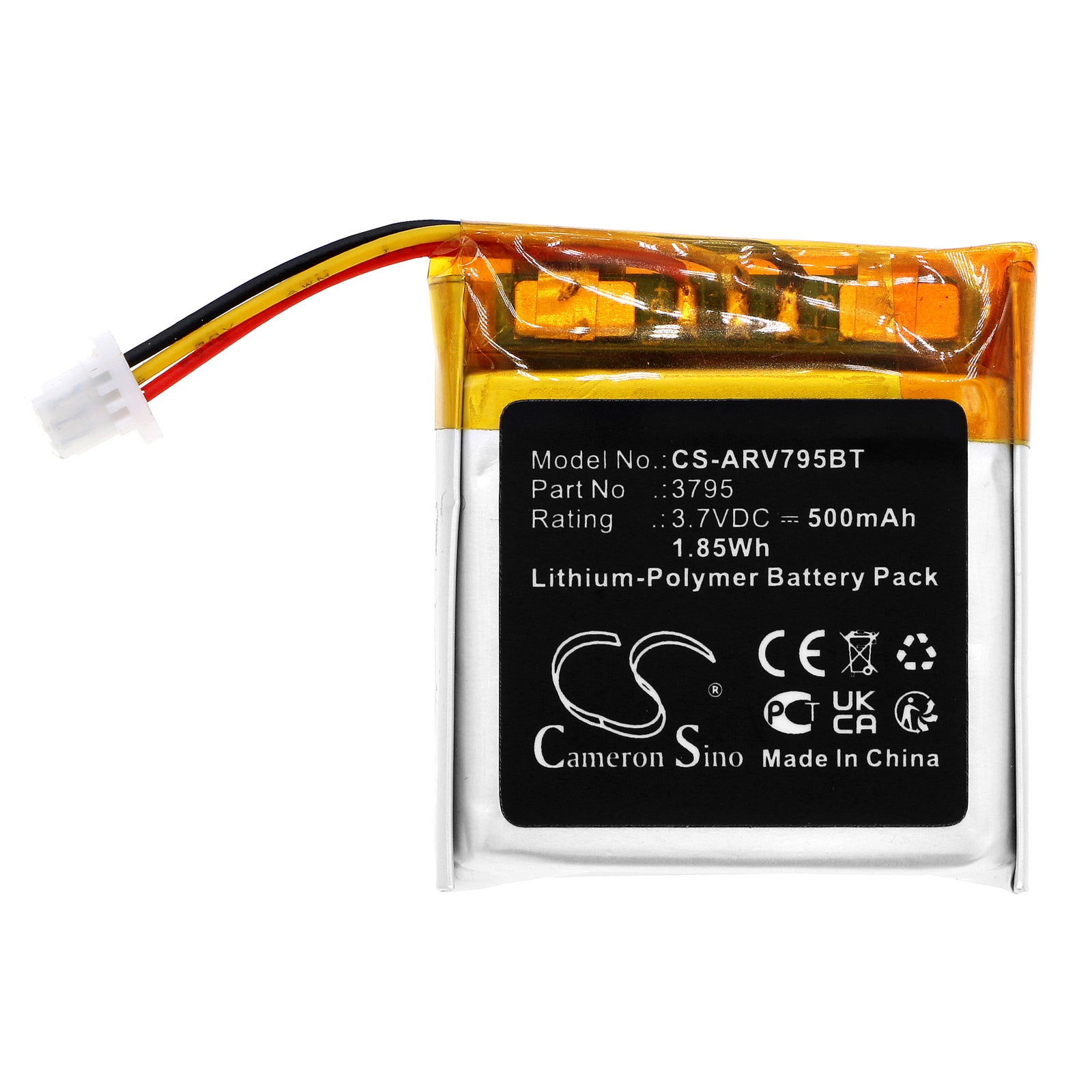 Li-Polymer, Home Security Camera Battery fits Alarm.com Video Doorbell, 3.7V, 500mAh Home Security Camera Cameron Sino Technology Limited