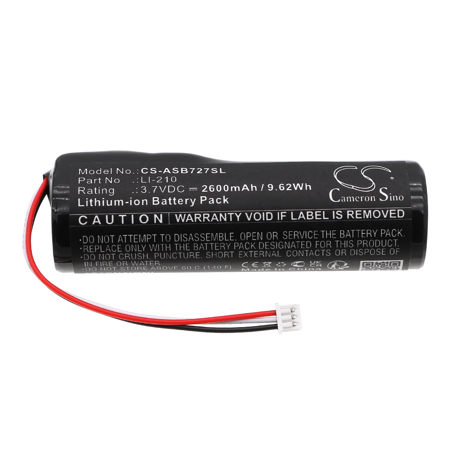 3.7V, Li-ion, 2600mAh, Battery fits Audio-Technica AT-SB727, AUATSB727, 9.62Wh Speaker Cameron Sino Technology Limited