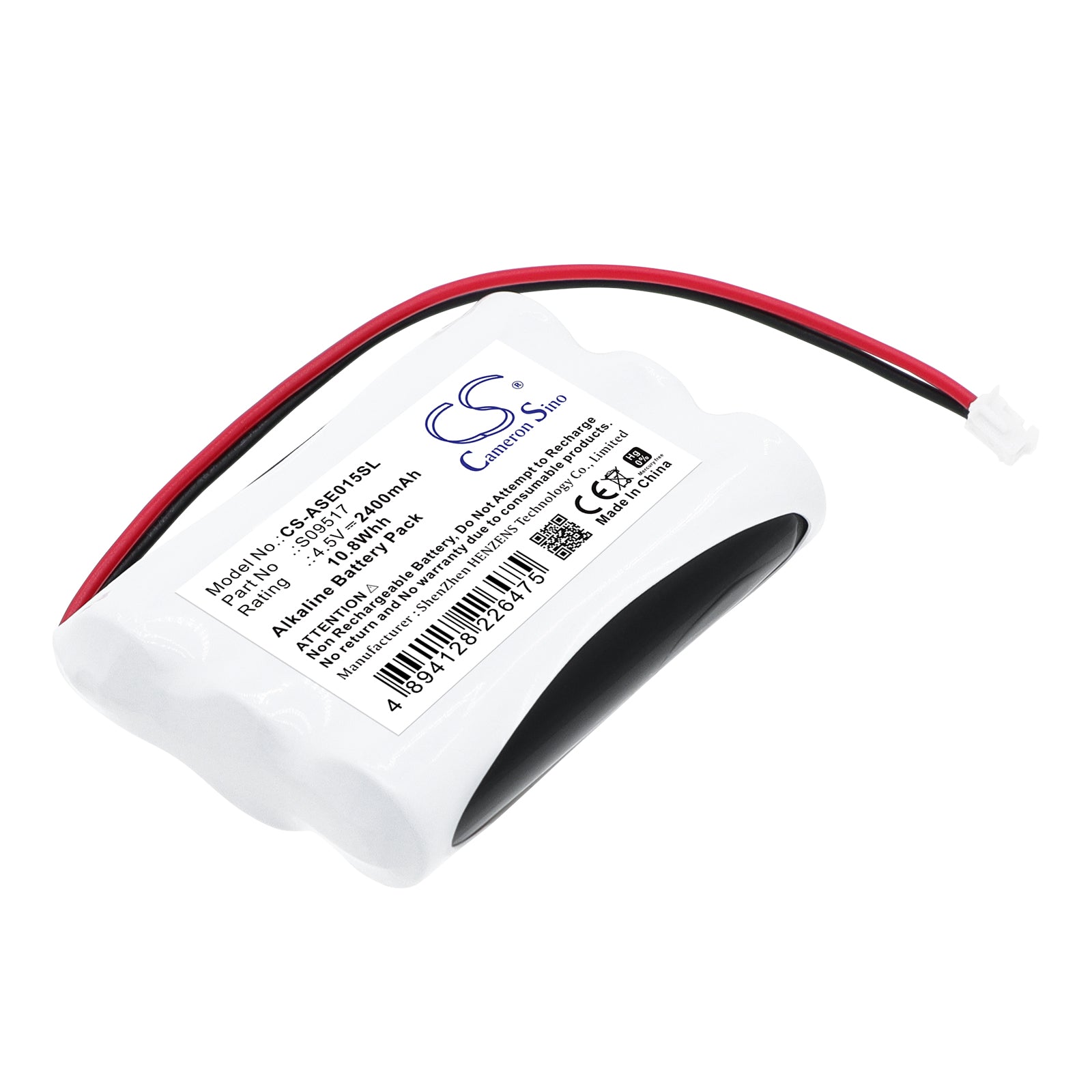 4.5V, Alkaline, 2400mAh, Battery fits Assa Abloy EG.086, EG.090, 10.8Wh Smart Home Cameron Sino Technology Limited