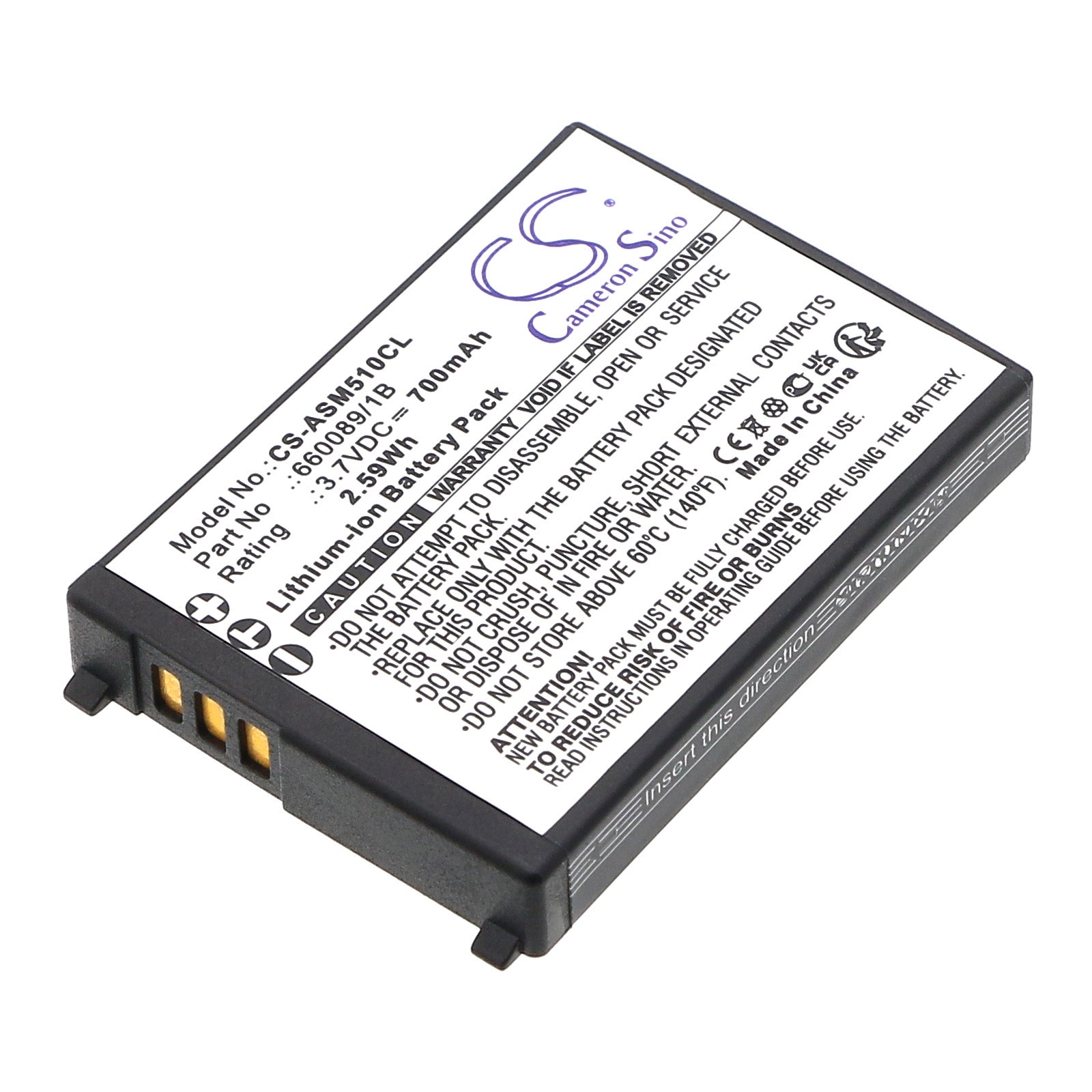 3.7V, Li-ion, 700mAh, Battery fits Ascom 51 Advanced, A51, 2.59Wh Cordless Phone Cameron Sino Technology Limited