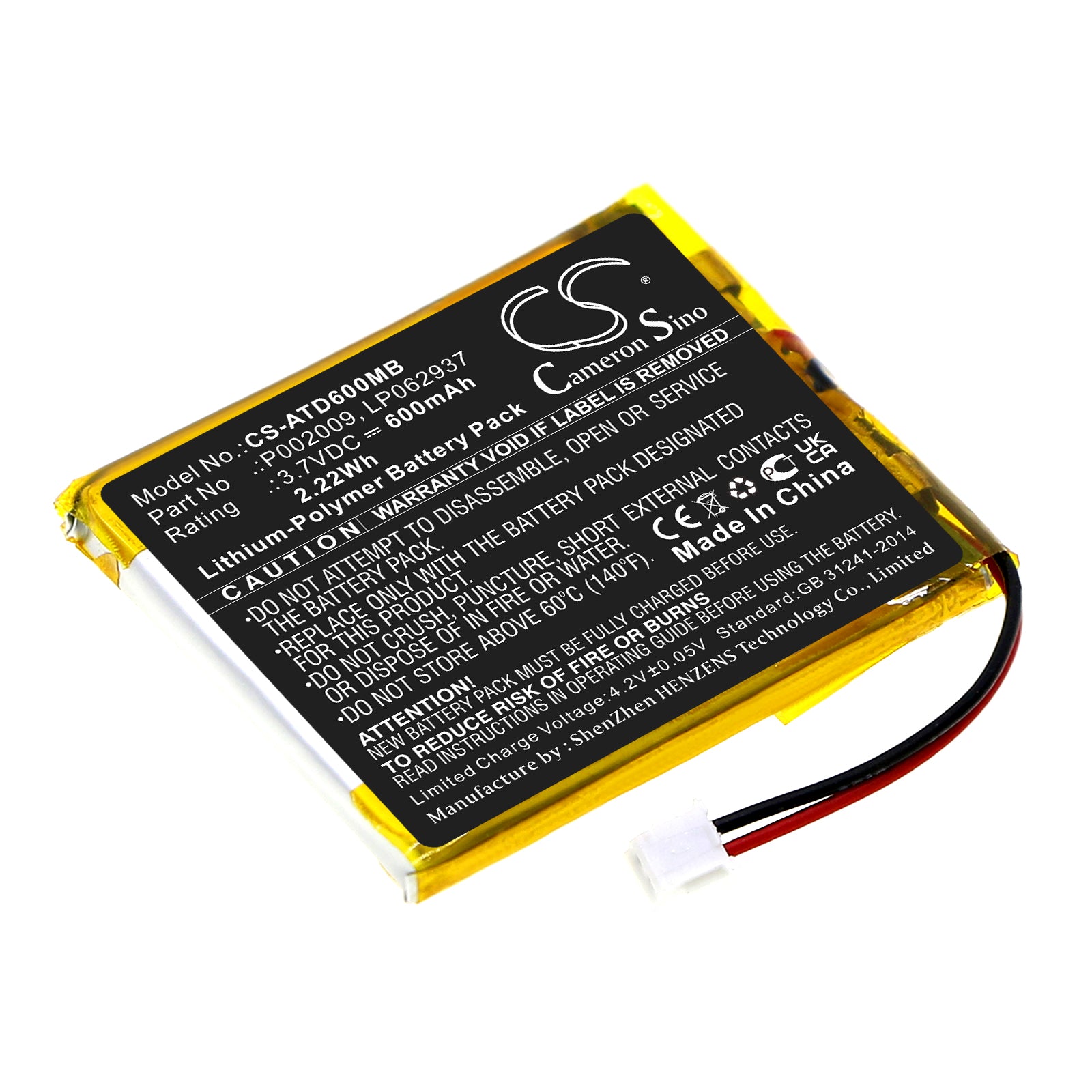 Li-Polymer, BabyPhone Battery fits Alecto Dbx-60, 3.7V, 600mAh BabyPhone Cameron Sino Technology Limited