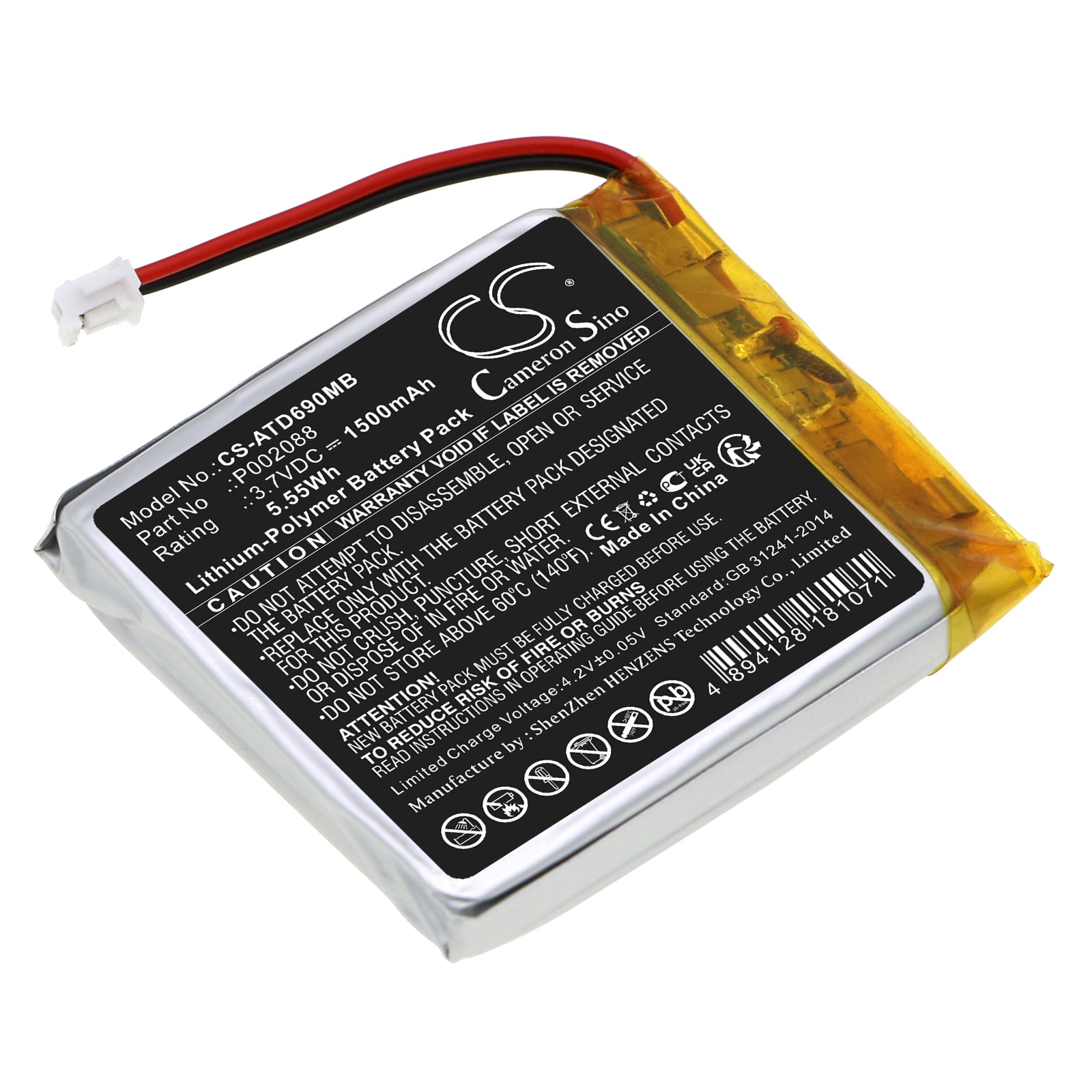 Li-Polymer, BabyPhone Battery fits Alecto Dvm-69, 3.7V, 1500mAh BabyPhone Cameron Sino Technology Limited