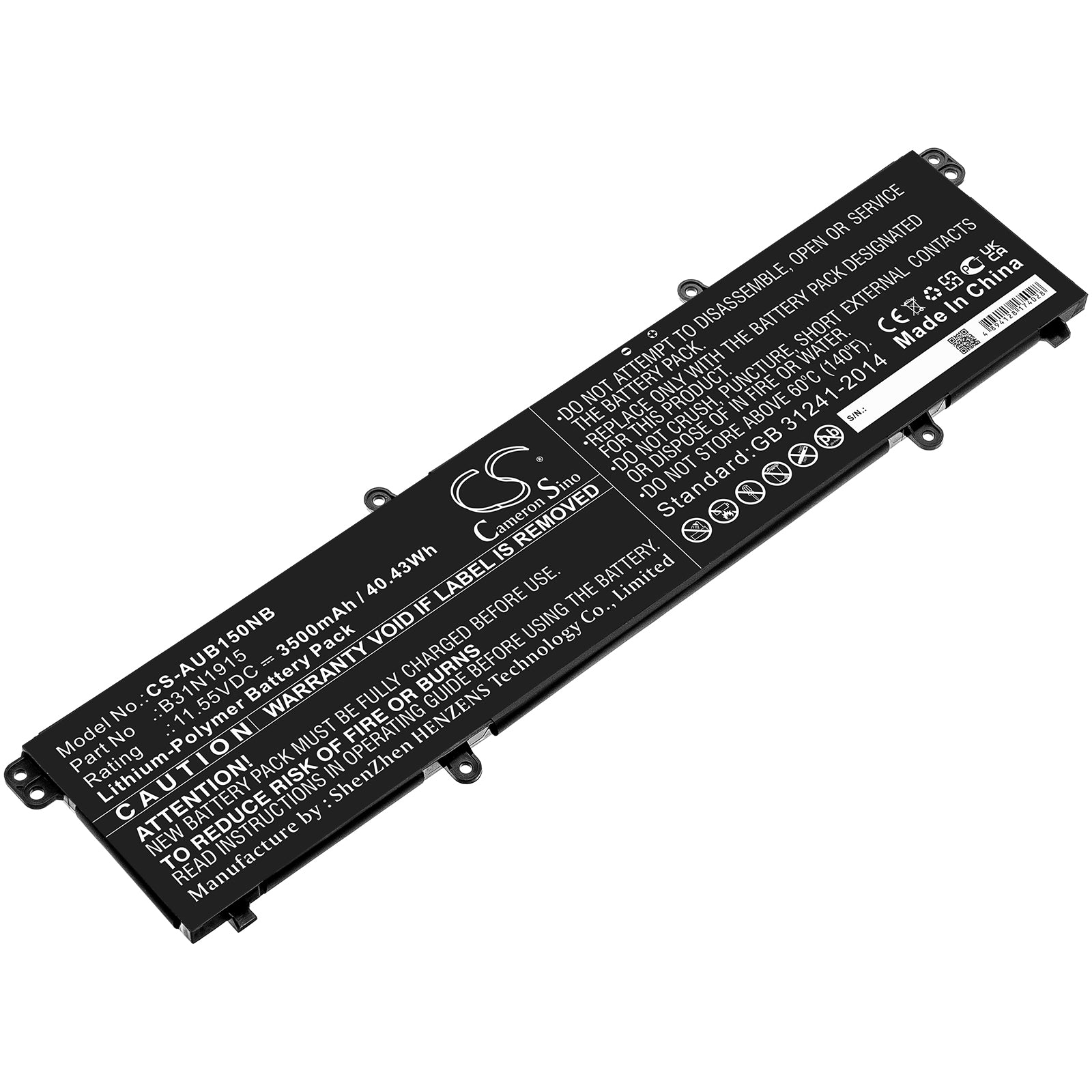 Li-Polymer, Notebook, Laptop Battery fits Asus Br1100cka, Br1100fka, 11.55V, 3500mAh Notebook, Laptop Cameron Sino Technology Limited