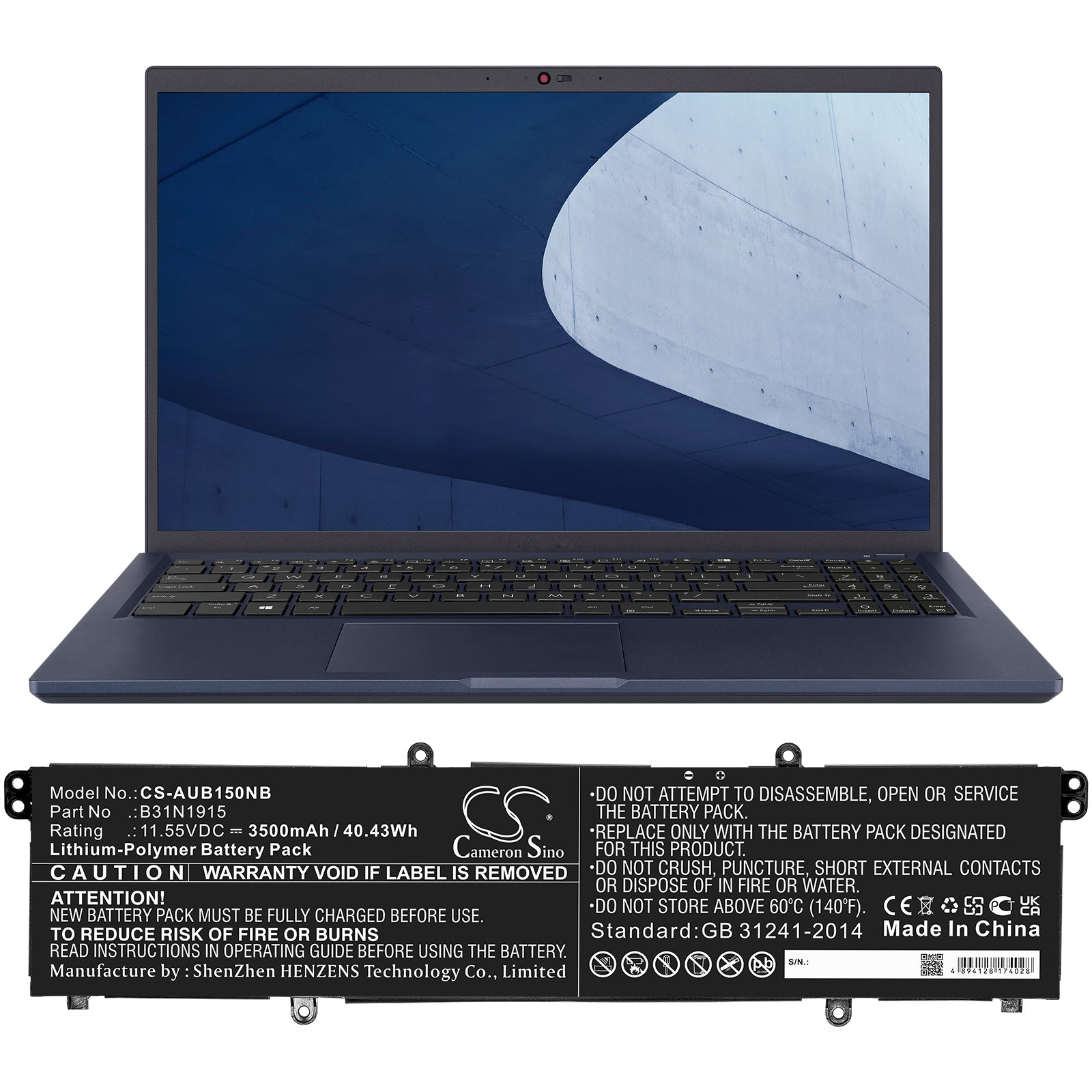 Li-Polymer, Notebook, Laptop Battery fits Asus Br1100cka, Br1100fka, 11.55V, 3500mAh Notebook, Laptop Cameron Sino Technology Limited