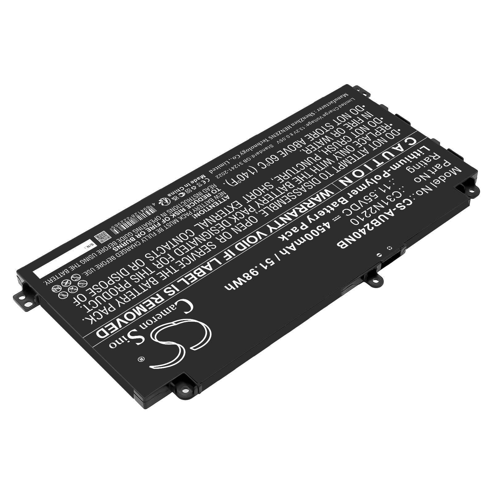 11.55V, Li-Polymer, 4500mAh, Battery fits Asus B2402CVA, B2402CVA-EB0248, 51.98Wh Notebook, Laptop Cameron Sino Technology Limited