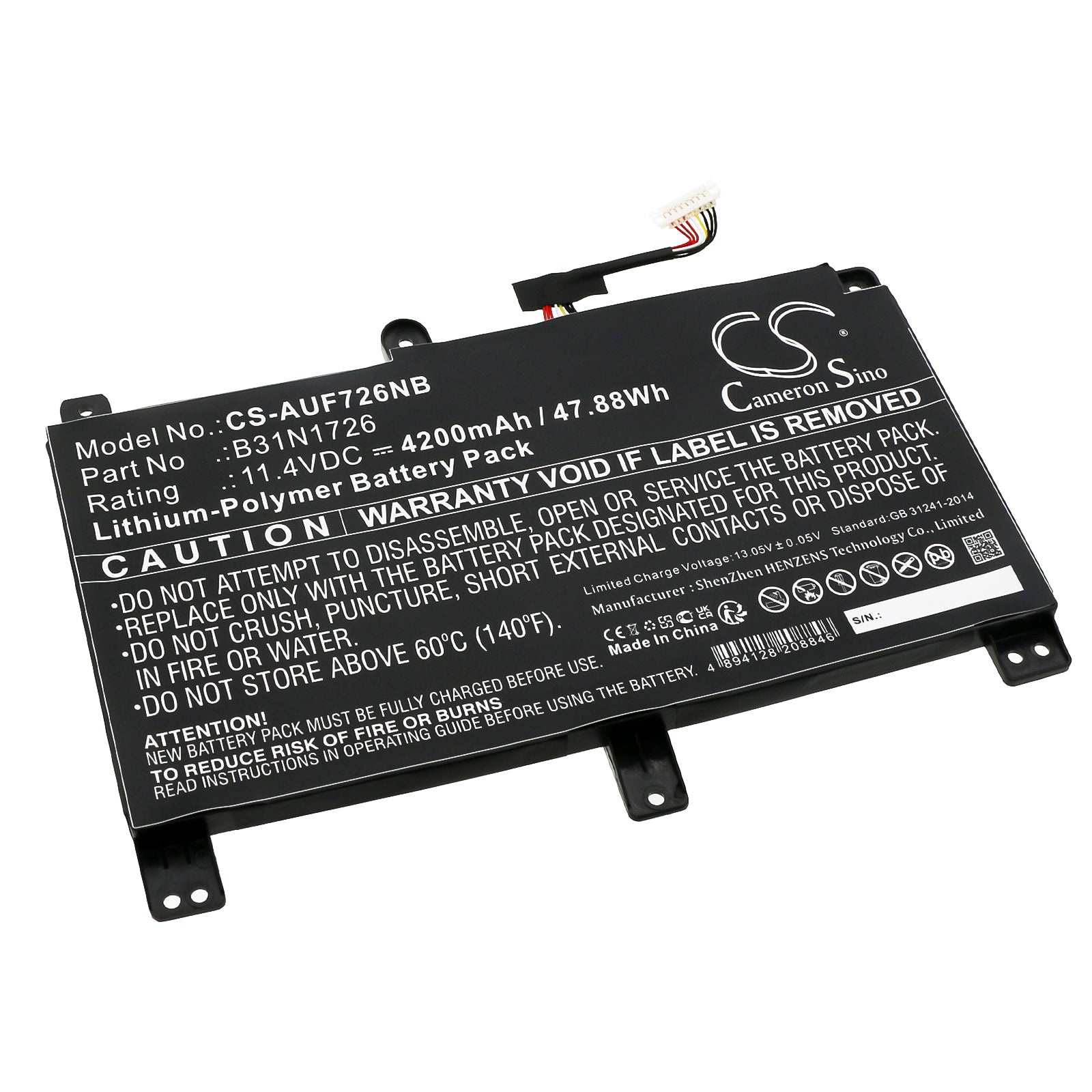 Li-Polymer, Notebook, Laptop Battery fits Asus Fx504, Fx504g, 11.4V, 4200mAh Notebook, Laptop Cameron Sino Technology Limited