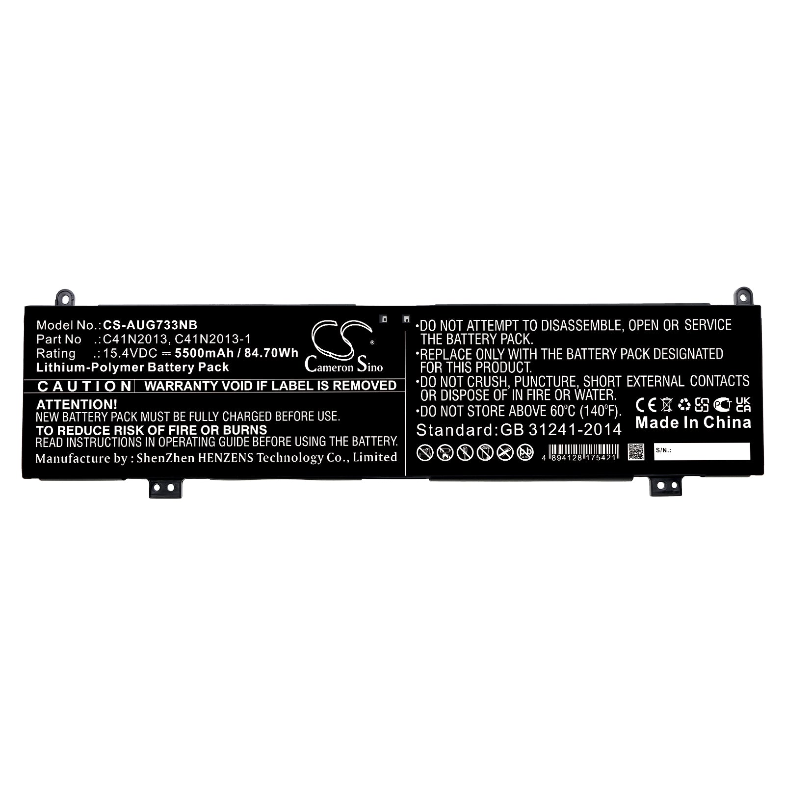 Li-Polymer, Notebook, Laptop Battery fits Asus H5600qm, Proart Studiobook 16 H5600q, 15.4V, 5500mAh Notebook, Laptop Cameron Sino Technology Limited