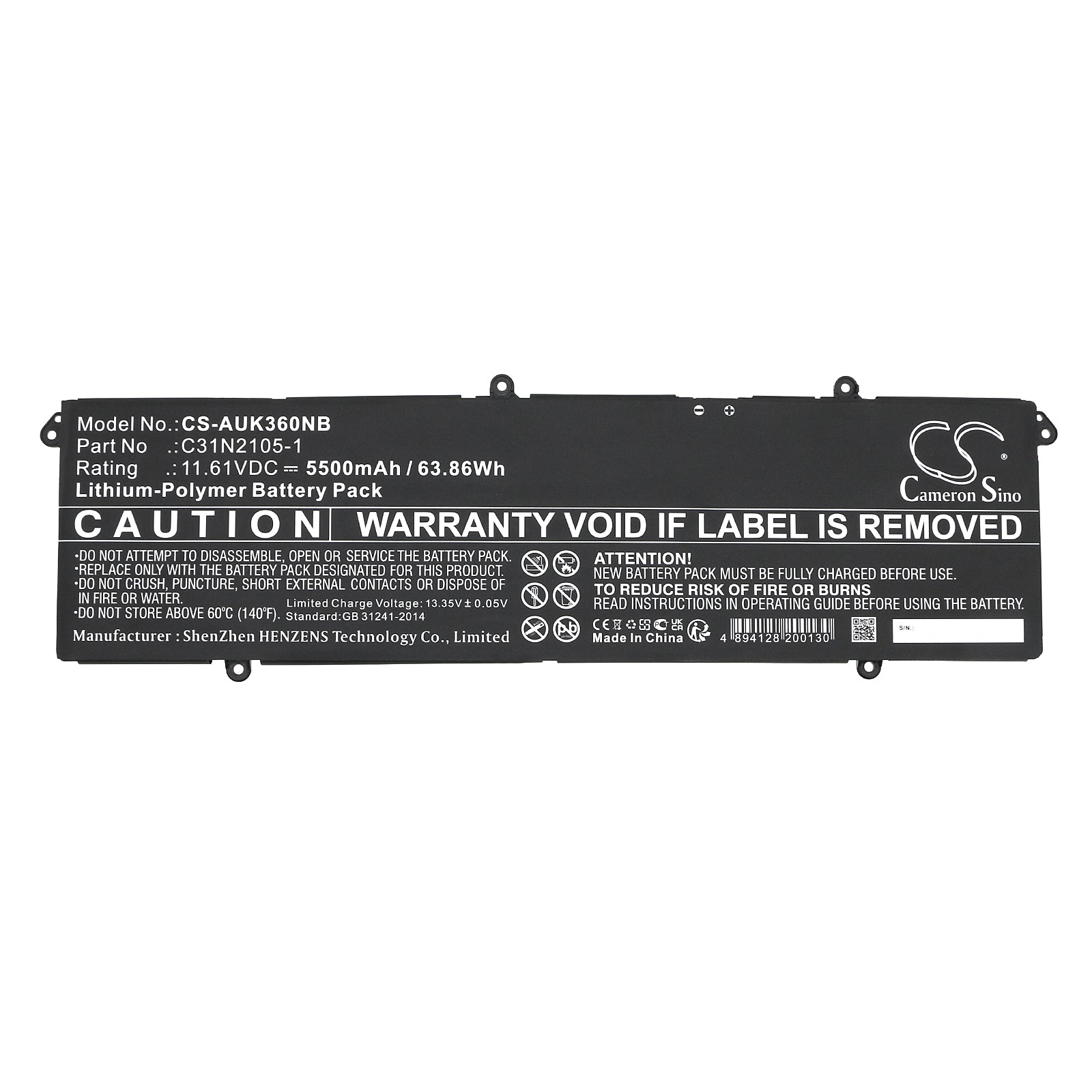 Li-Polymer, Notebook, Laptop Battery fits Asus K3605vu, K3605vv, 11.61V, 5500mAh Notebook, Laptop Cameron Sino Technology Limited