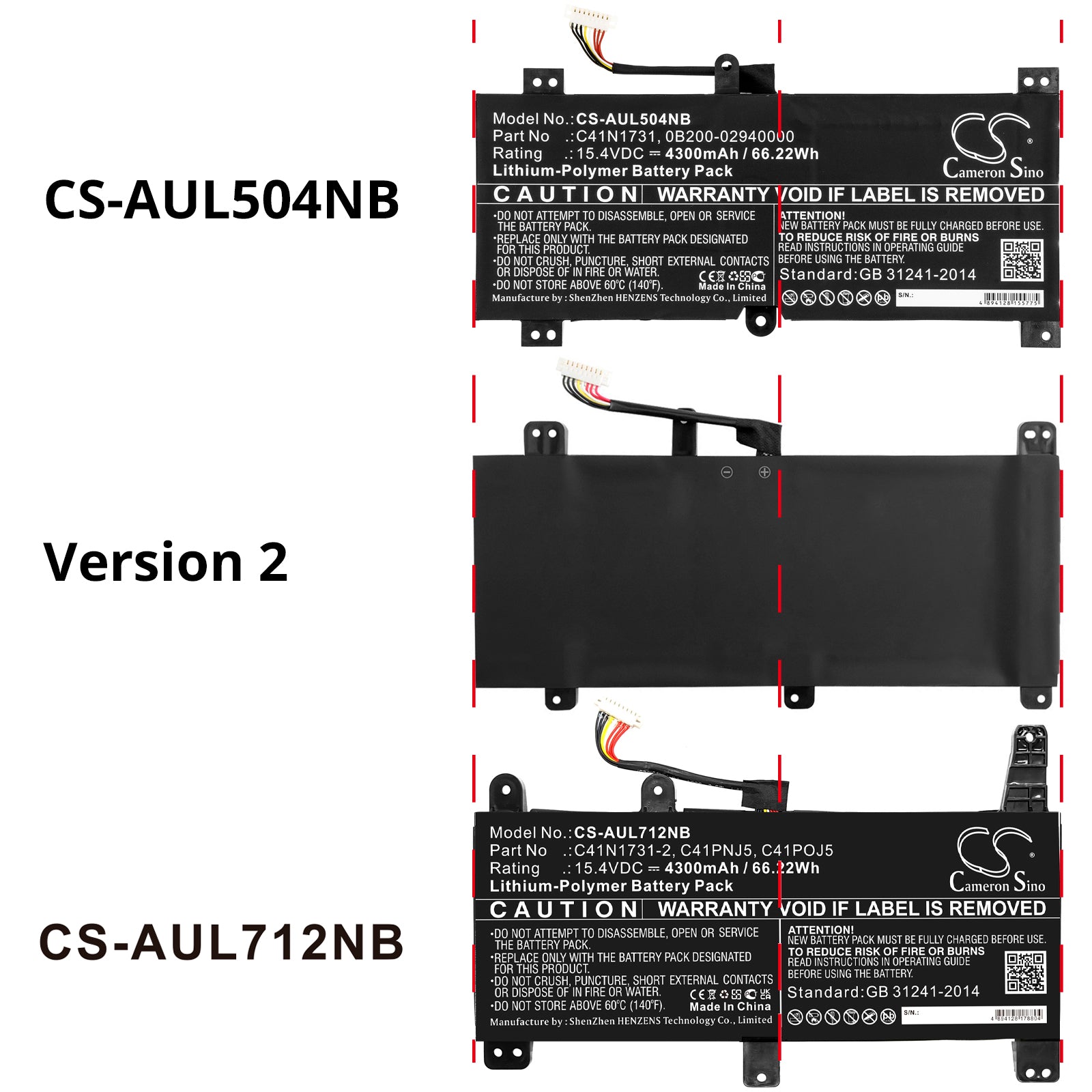 Li-Polymer, Notebook, Laptop Battery fits Asus G731gw, Rog Scar Ii Gl504gv-es015t, 15.4V, 4300mAh Notebook, Laptop Cameron Sino Technology Limited