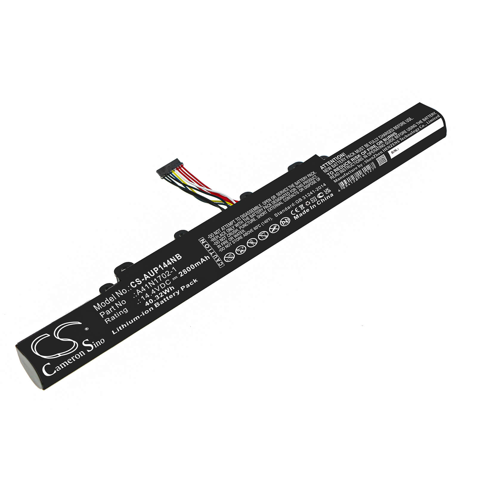 Li-ion Notebook Battery fits Asus, 0b110-00480100, A41n1702-1 14.4V, 2800mAh Notebook & Laptop Cameron Sino Technology Limited