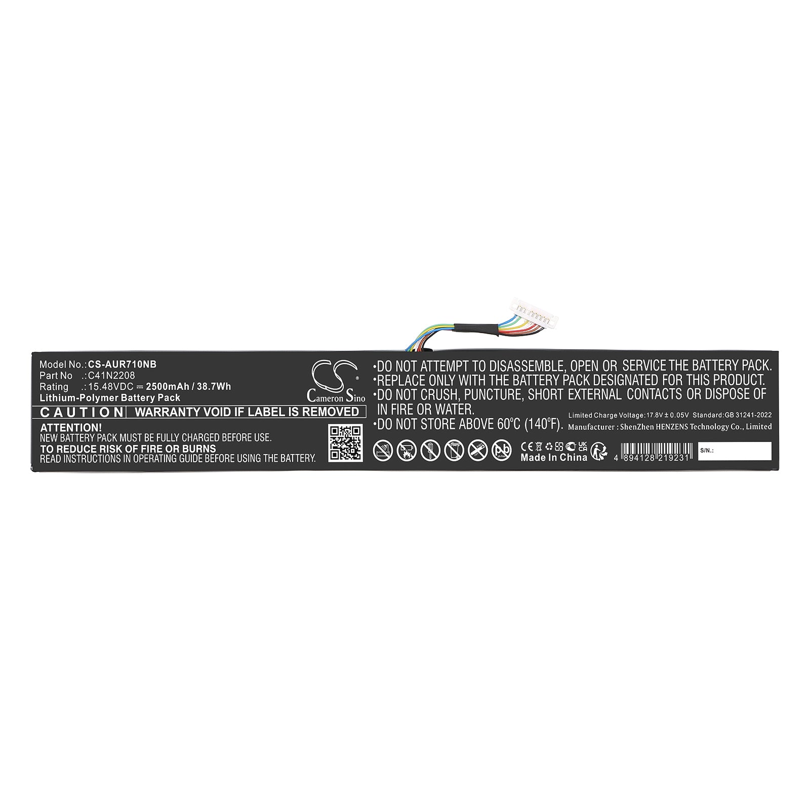 15.48V, Li-Polymer, 2500mAh, Battery fits Asus ROG Ally (2023) RC71L NR2301L, 38.7Wh Notebook, Laptop Cameron Sino Technology Limited