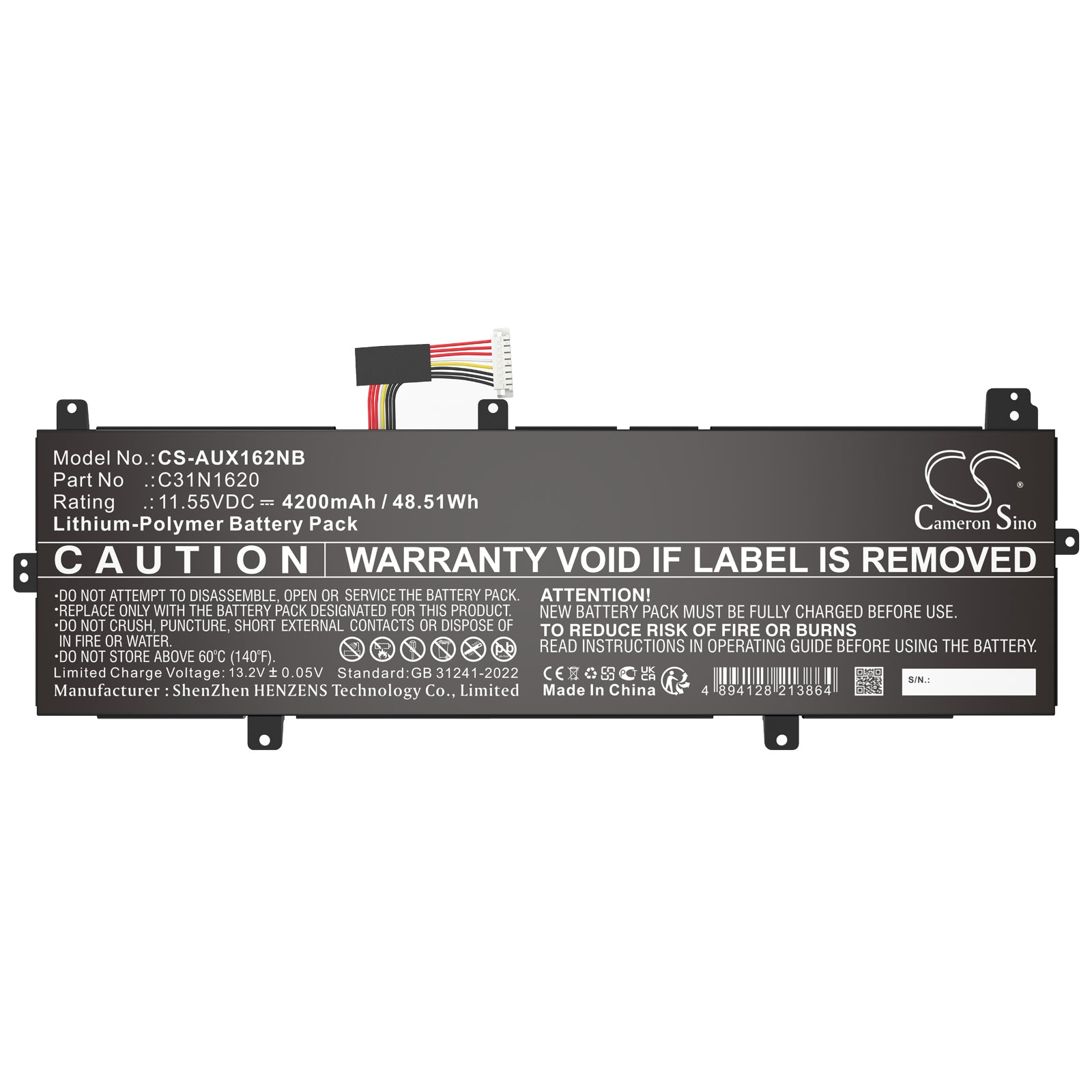 11.55V, Li-Polymer, 4200mAh, Battery fits Asus BX430, BX430UA, 48.51Wh Notebook, Laptop Cameron Sino Technology Limited