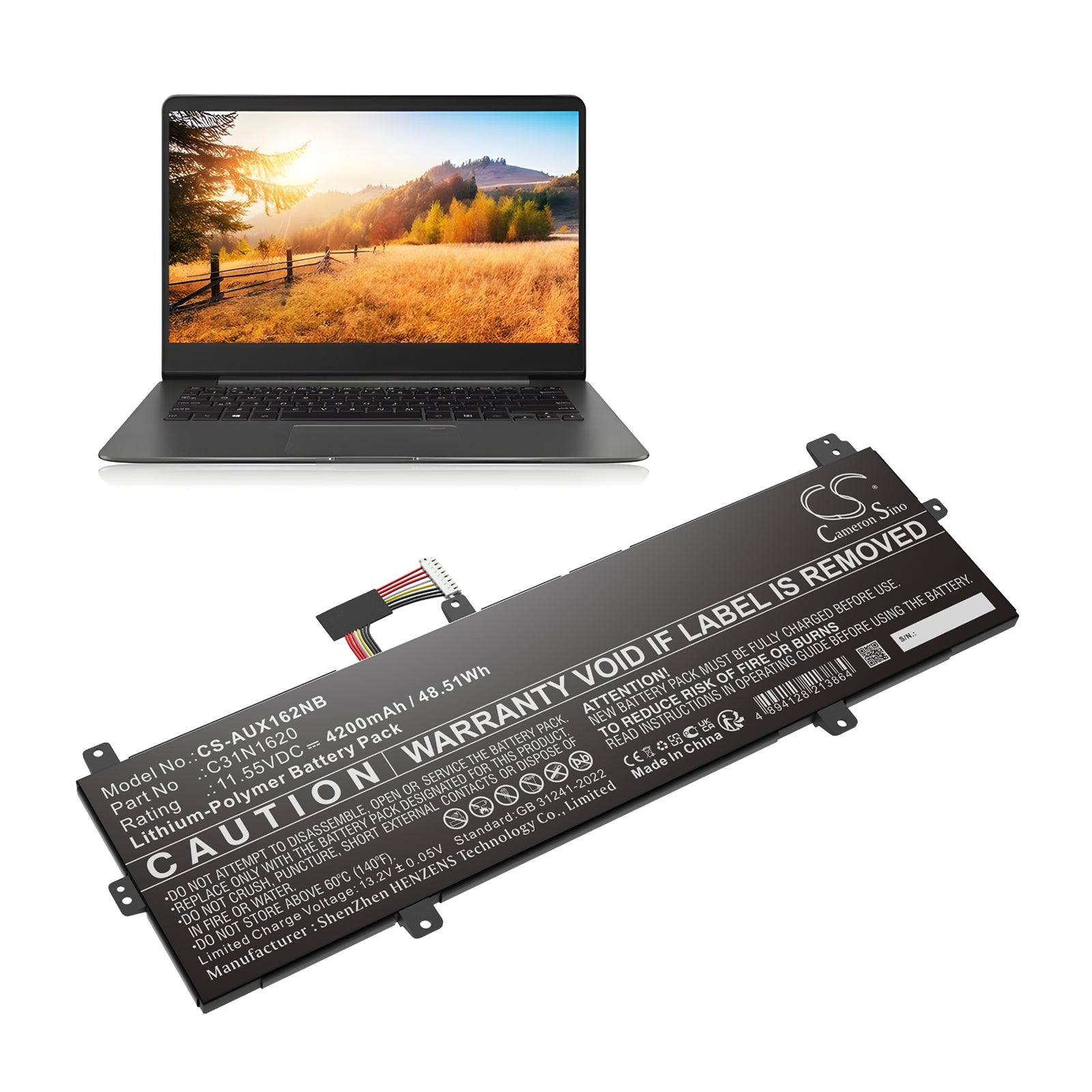 11.55V, Li-Polymer, 4200mAh, Battery fits Asus BX430, BX430UA, 48.51Wh Notebook, Laptop Cameron Sino Technology Limited