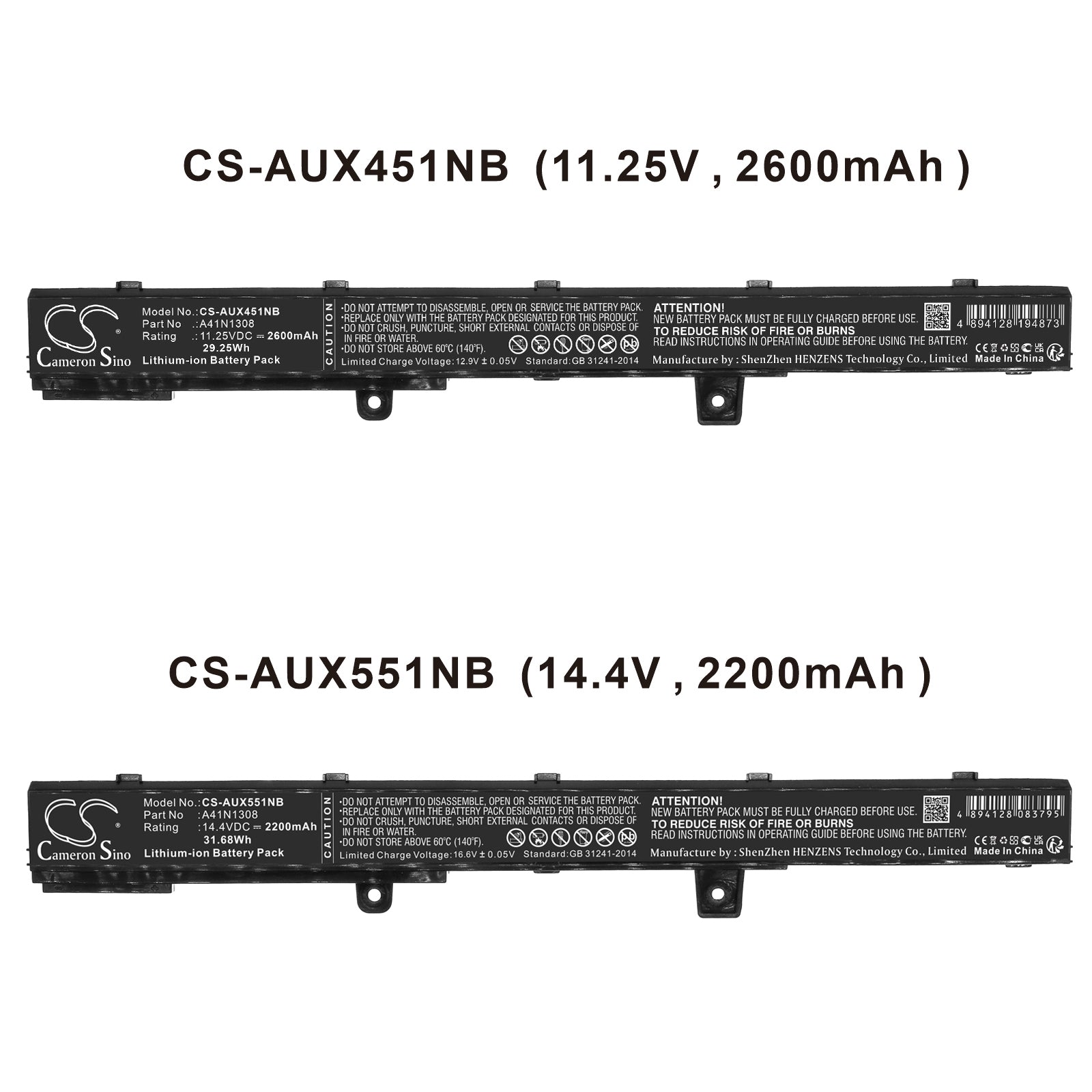 Li-ion, Notebook, Laptop Battery fits Asus 90nb0341-m00910, A41, 11.25V, 2600mAh Notebook, Laptop Cameron Sino Technology Limited