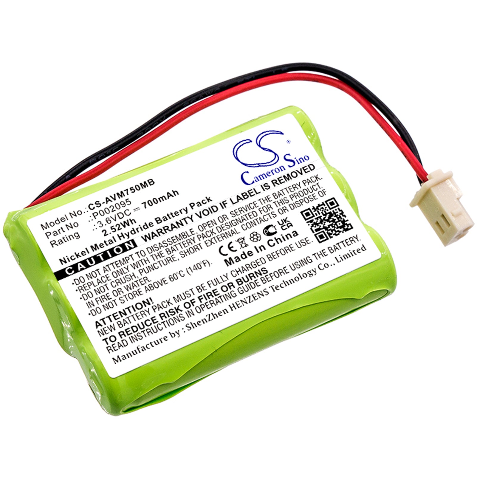 Ni-MH, BabyPhone Battery fits Alecto Dvm-75, Dvm-75-00, 3.6V, 700mAh BabyPhone Cameron Sino Technology Limited