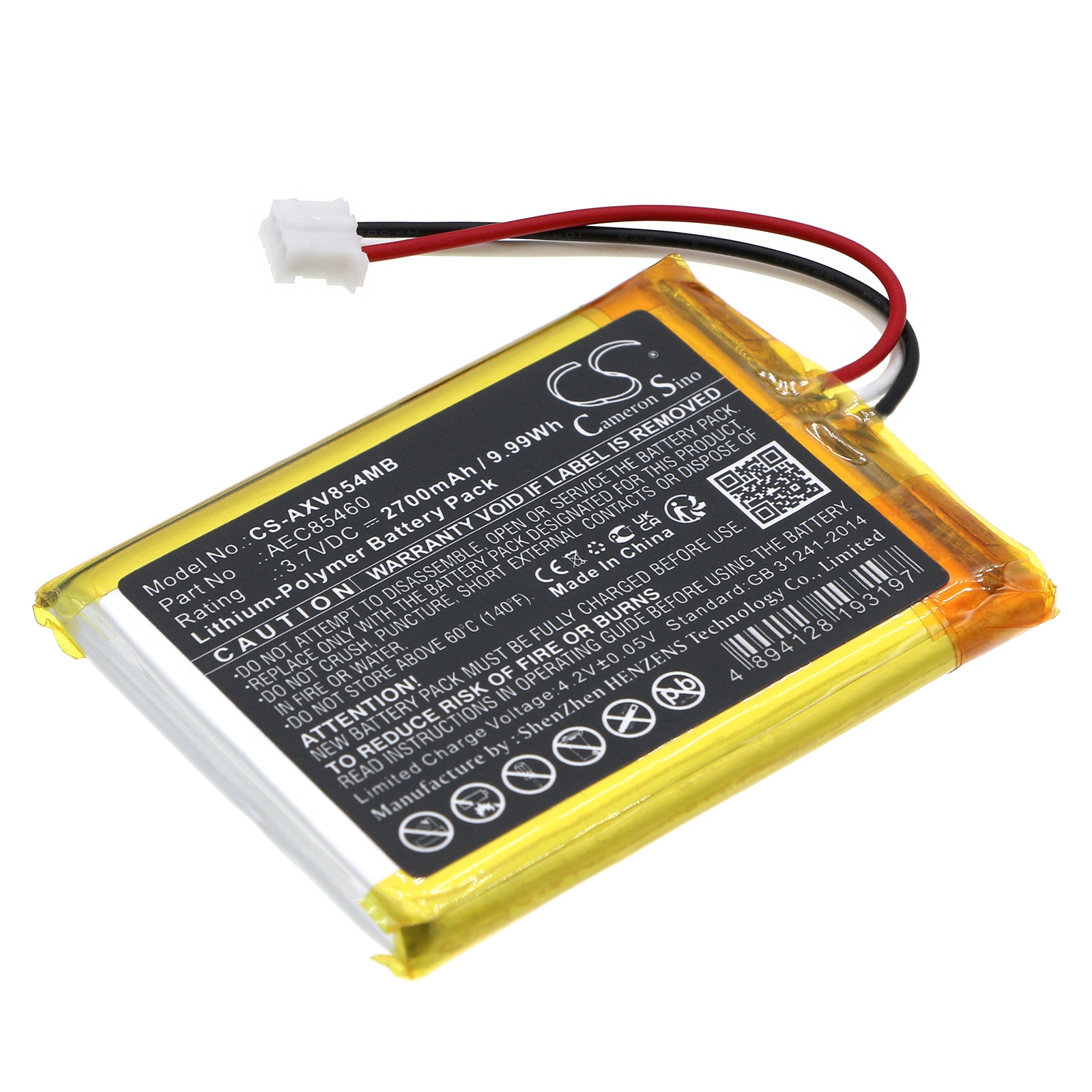 Li-Polymer, BabyPhone Battery fits Axvue Baby Monitor, 3.7V, 2700mAh BabyPhone Cameron Sino Technology Limited