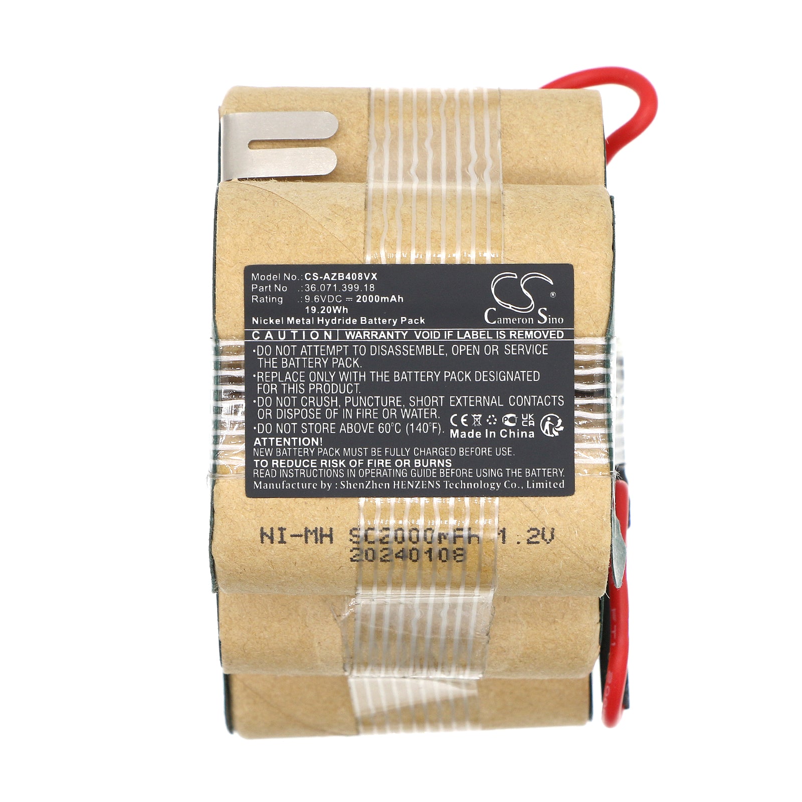 Ni-MH, Vacuum Battery fits Aeg Ag408, Zb408, 9.6V, 2000mAh Vacuum Cameron Sino Technology Limited