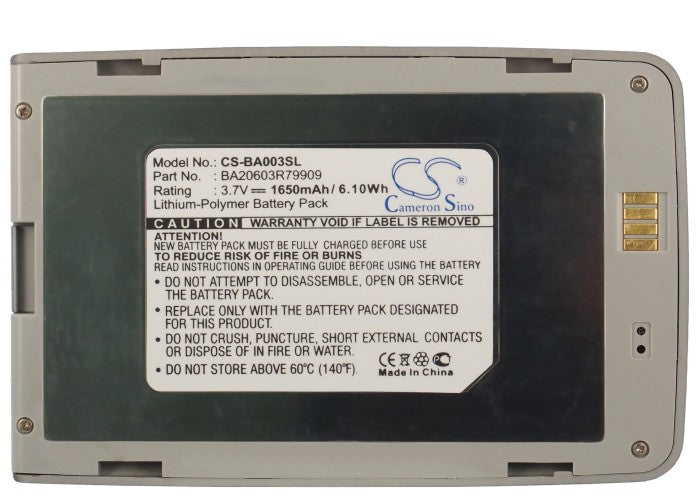 Li-Polymer, Media Player Battery fits Creative Pmc-hd0002, Zen Vision, 3.7V, 1650mAh Media Player Cameron Sino Technology Limited