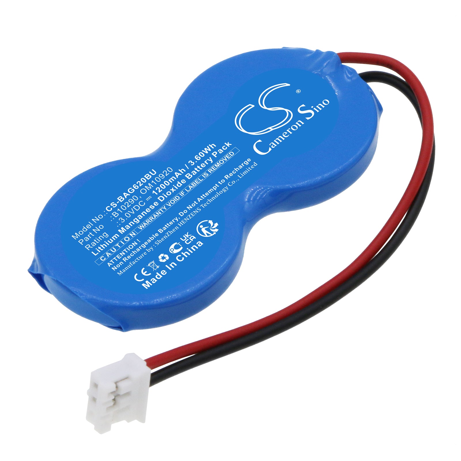 Li-MnO2, Medical Battery fits Carefusion Scanner 8015, Baxter Healthcare Flo-gard 6201, 3.0V, 1200mAh Medical Cameron Sino Technology Limited