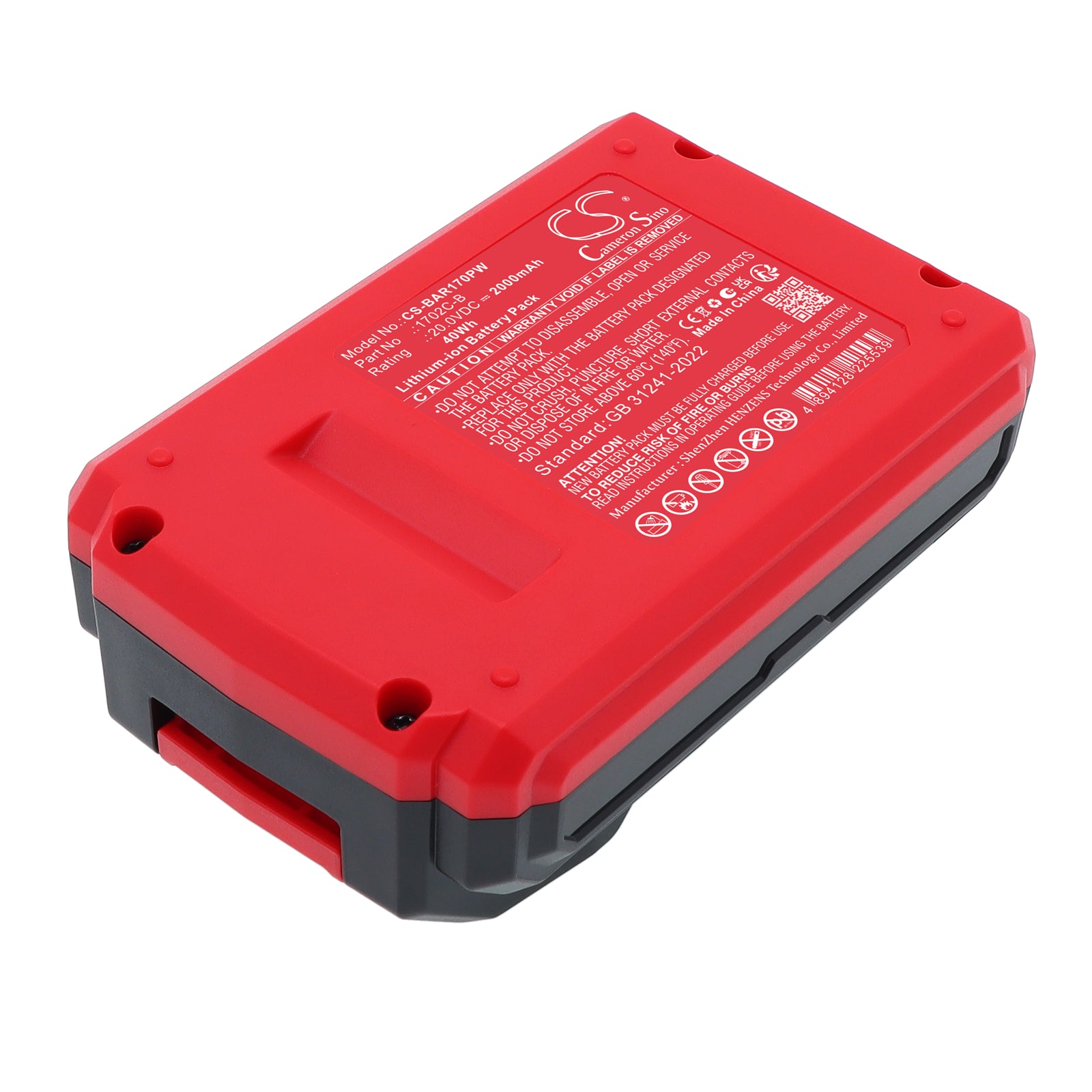 20V, Li-ion, 2000mAh, Battery fits Bauer 20V Brushless Cordless, 20V Brushless Cordless, 40Wh Power Tools Cameron Sino Technology Limited