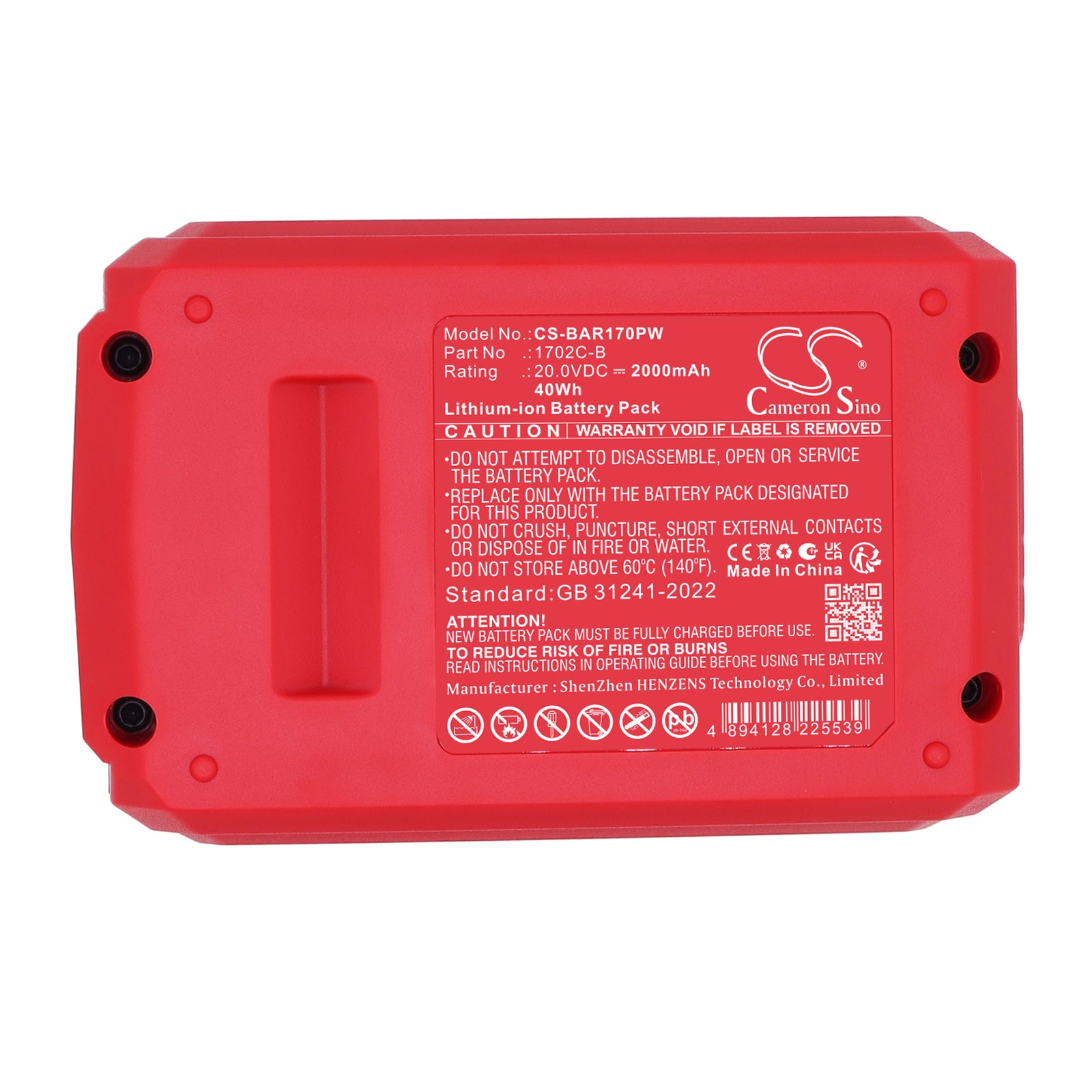 20V, Li-ion, 2000mAh, Battery fits Bauer 20V Brushless Cordless, 20V Brushless Cordless, 40Wh Power Tools Cameron Sino Technology Limited