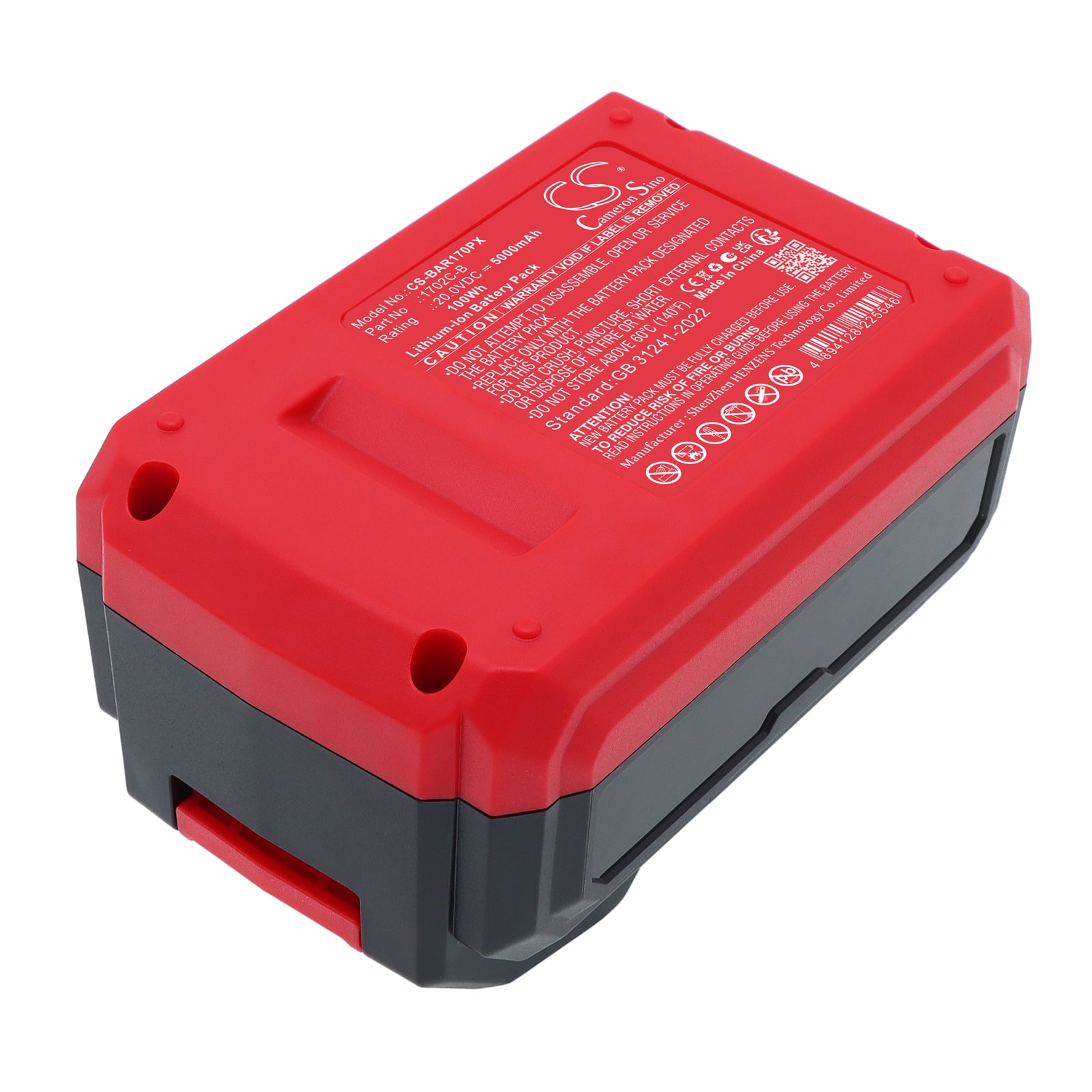 20V, Li-ion, 5000mAh, Battery fits Bauer 20V Brushless Cordless, 20V Brushless Cordless, 100Wh Power Tools Cameron Sino Technology Limited
