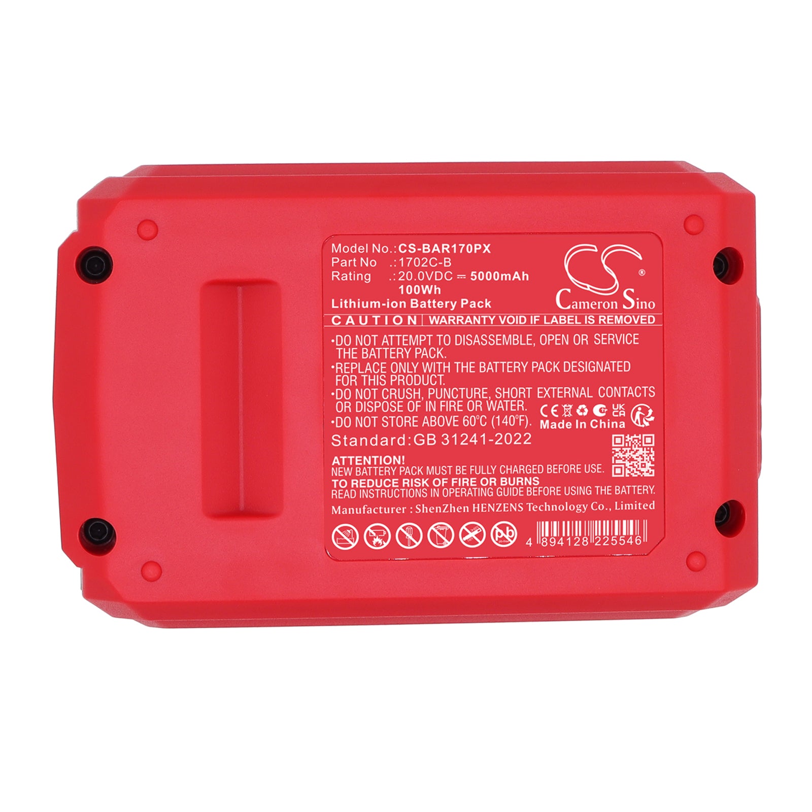 20V, Li-ion, 5000mAh, Battery fits Bauer 20V Brushless Cordless, 20V Brushless Cordless, 100Wh Power Tools Cameron Sino Technology Limited