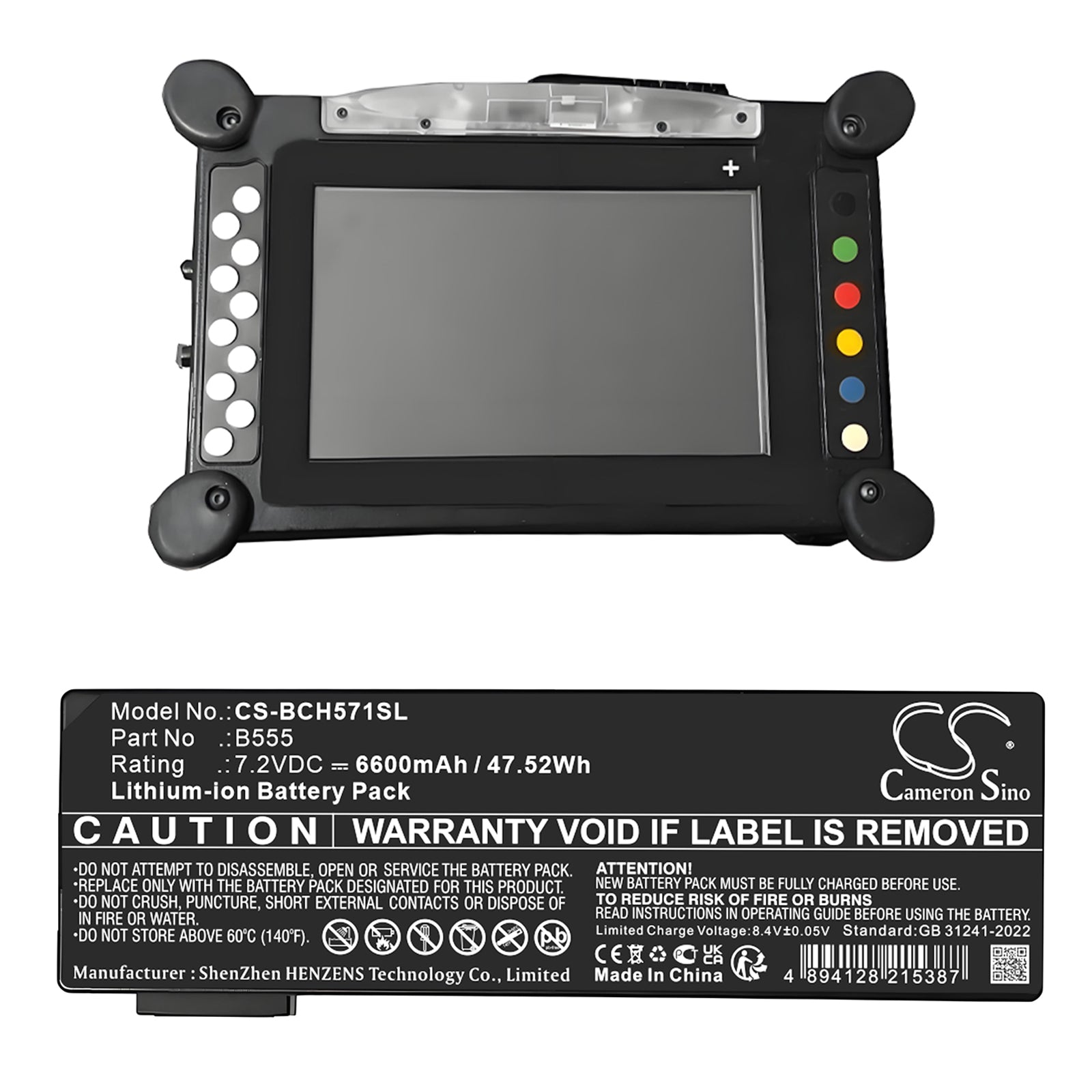7.2V, Li-ion, 6600mAh, Battery fits Bosch 3571-0100 IFLEX OBD, 47.52Wh Diagnostic Scanner Cameron Sino Technology Limited