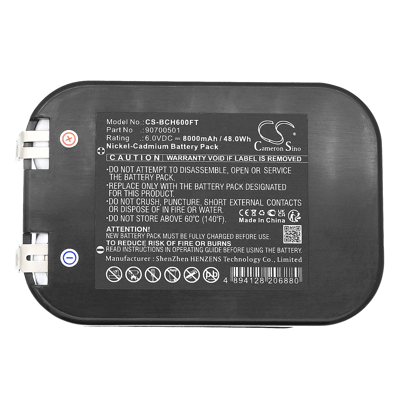 Ni-CD, Flashlight Battery fits Bosch Eisemann B6008, Eisemann Halo 6, 6.0V, 8000mAh Flashlight Cameron Sino Technology Limited