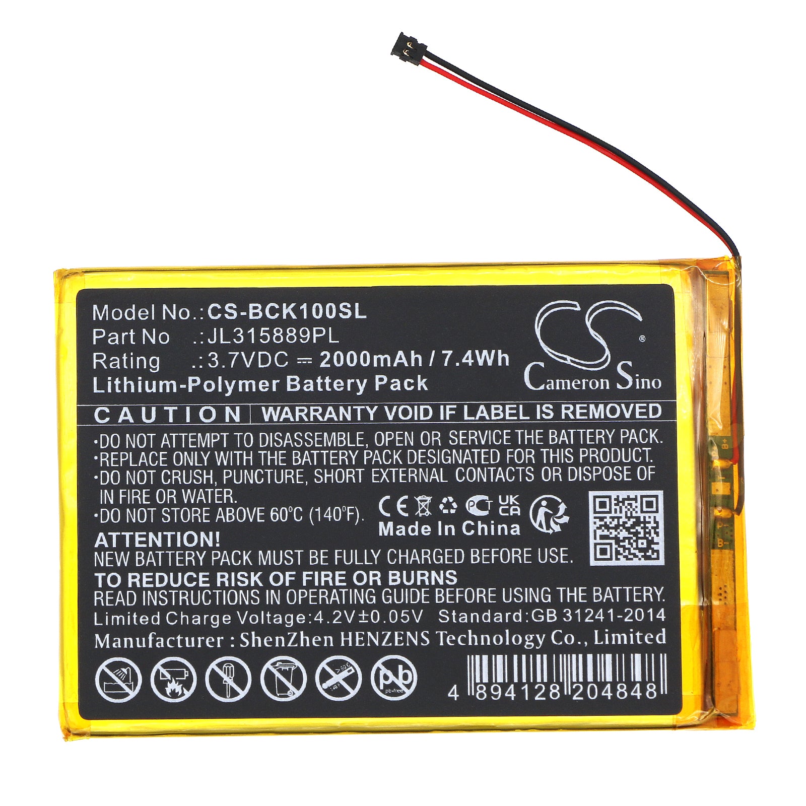 Li-Polymer, E-book, E-reader Battery fits Bookeen Cybft1f-bk, Cybook Muse Hd, 3.7V, 2000mAh E-book, E-reader Cameron Sino Technology Limited