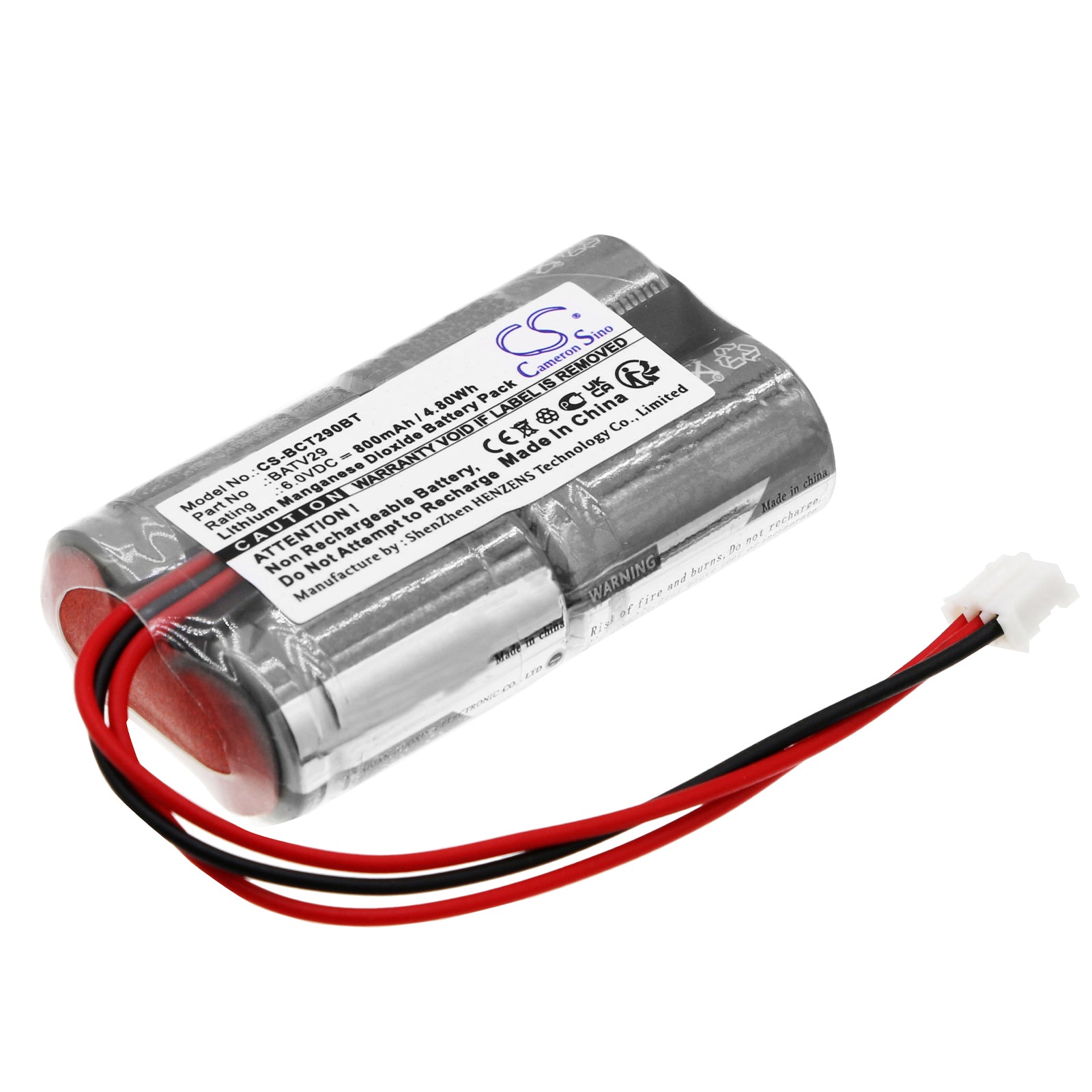 Li-MnO2, Alarm System Battery fits Daitem 102-27d, 6.0V, 800mAh Alarm System Cameron Sino Technology Limited