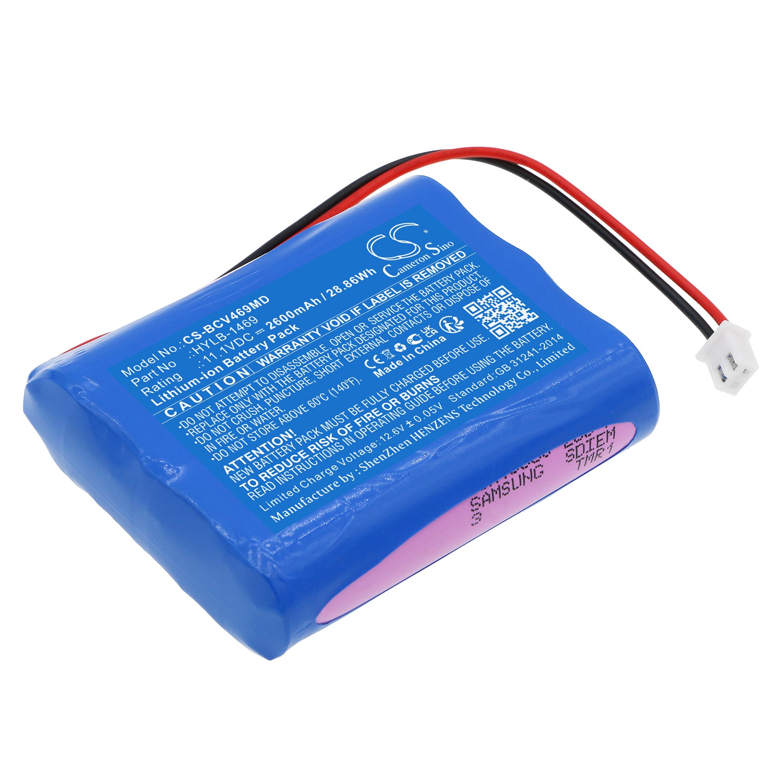 Li-ion, Medical Battery fits Biocare Vital Signs Monitor, 11.1V, 2600mAh Medical Cameron Sino Technology Limited