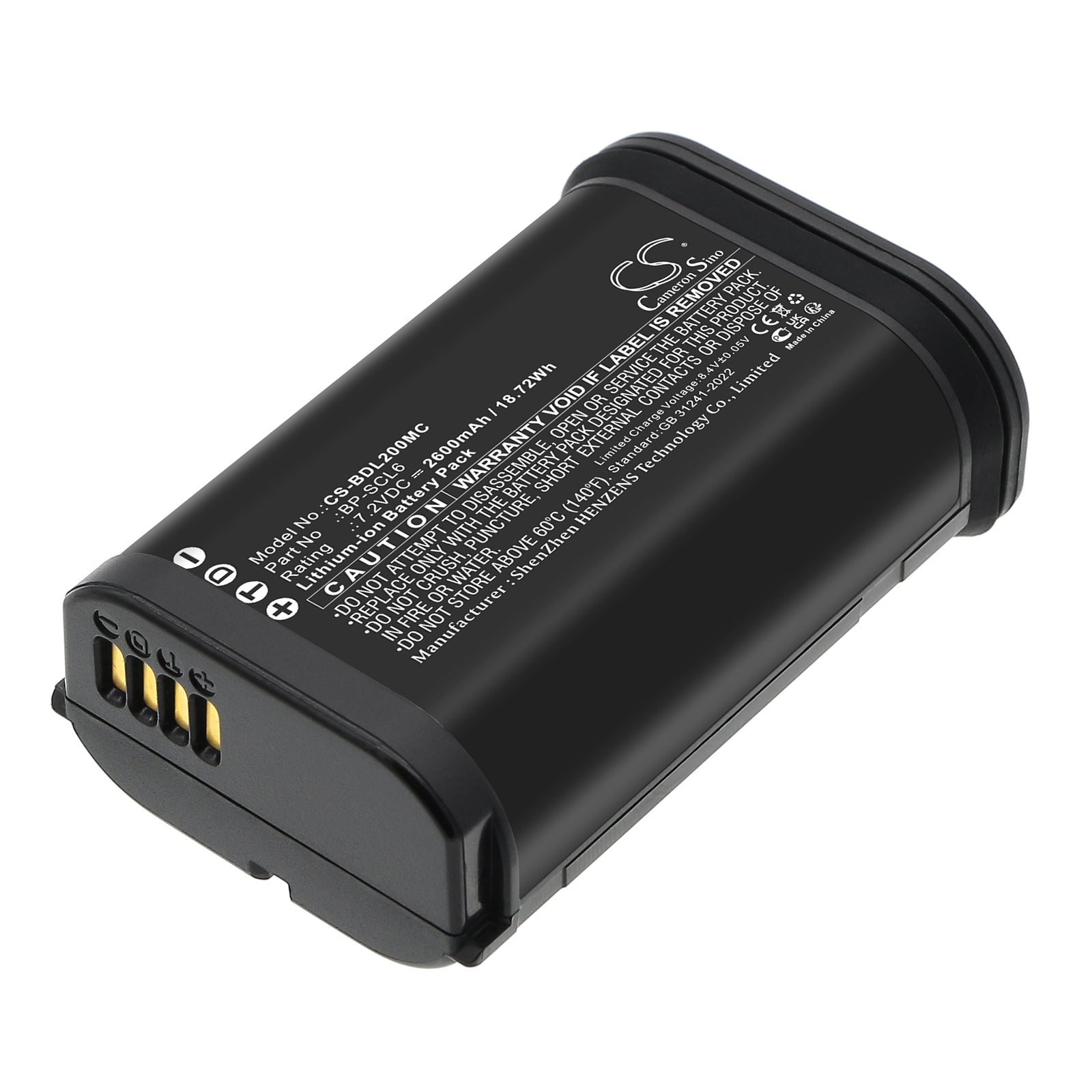 7.2V, Li-ion, 2600mAh, Battery fits Leica Q2, Q3, 18.72Wh Camera Cameron Sino Technology Limited