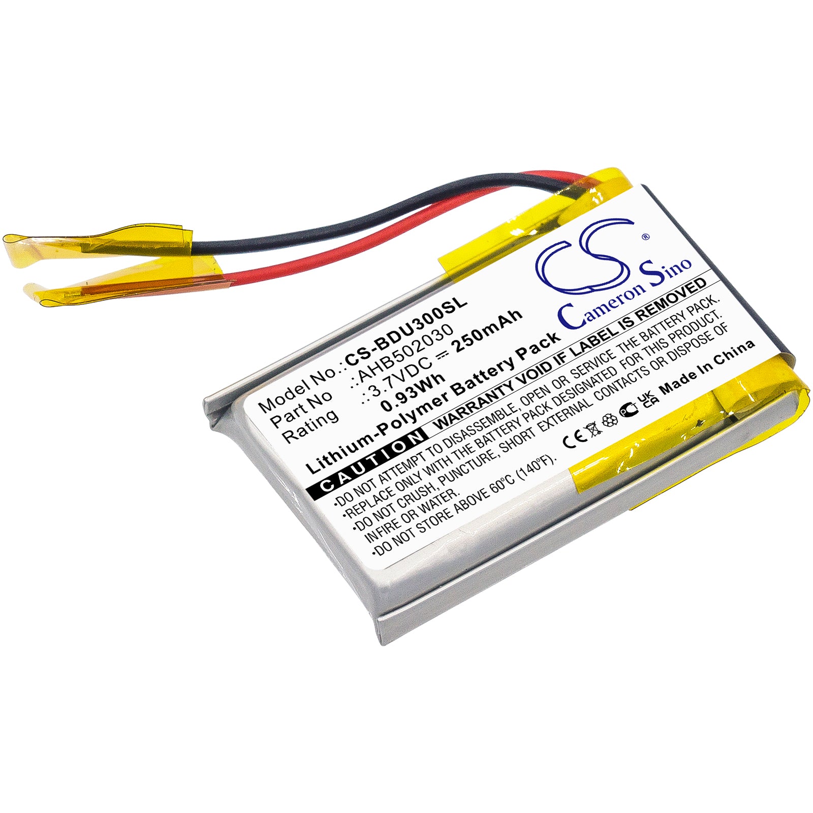 Li-Polymer, Wireless Headset Battery fits Teufel Airy, Bosch Bdu3xx, 3.7V, 250mAh Wireless Headset Cameron Sino Technology Limited