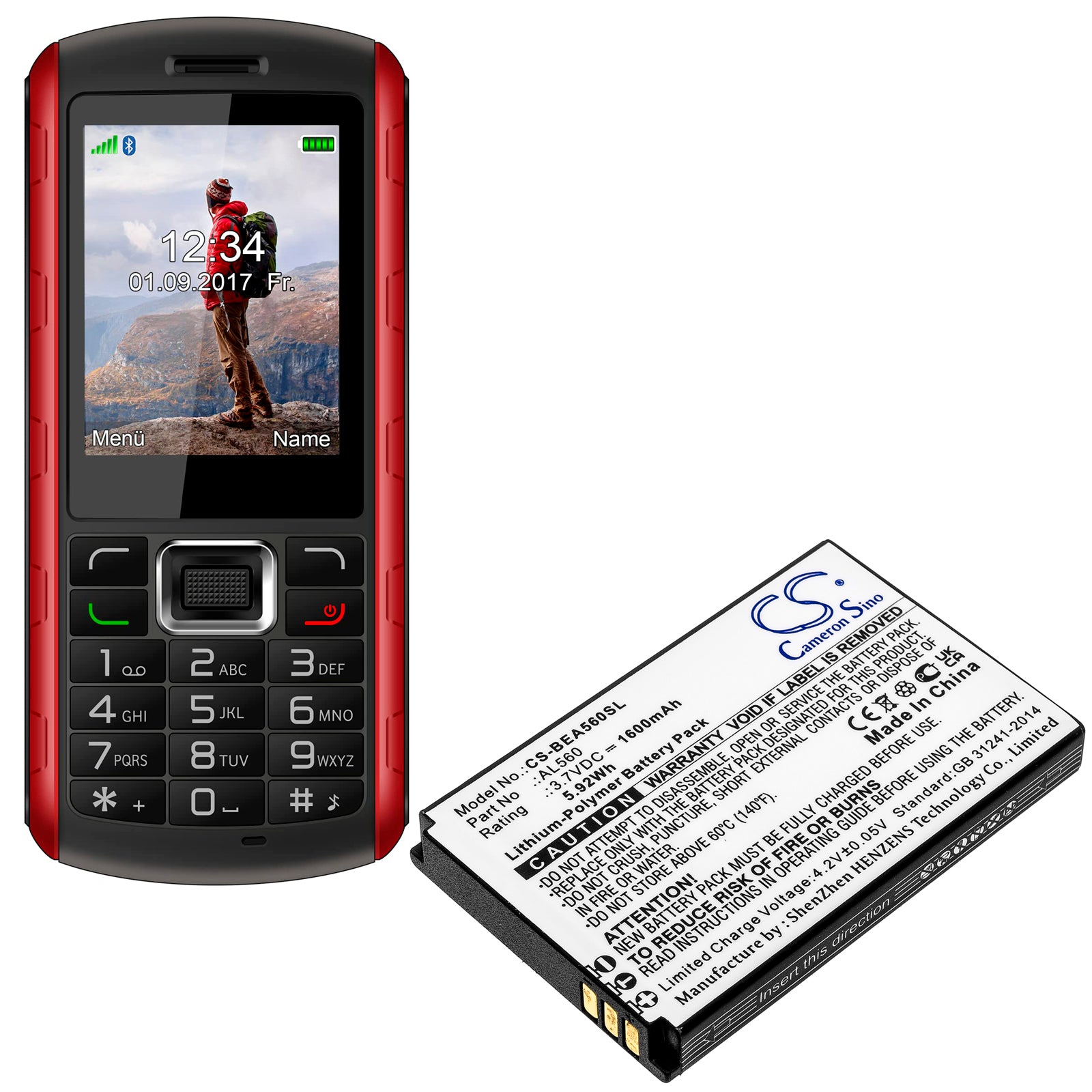 Li-Polymer, Mobile, SmartPhone Battery fits Bea-fon Al560, 3.7V, 1600mAh Mobile, SmartPhone Cameron Sino Technology Limited