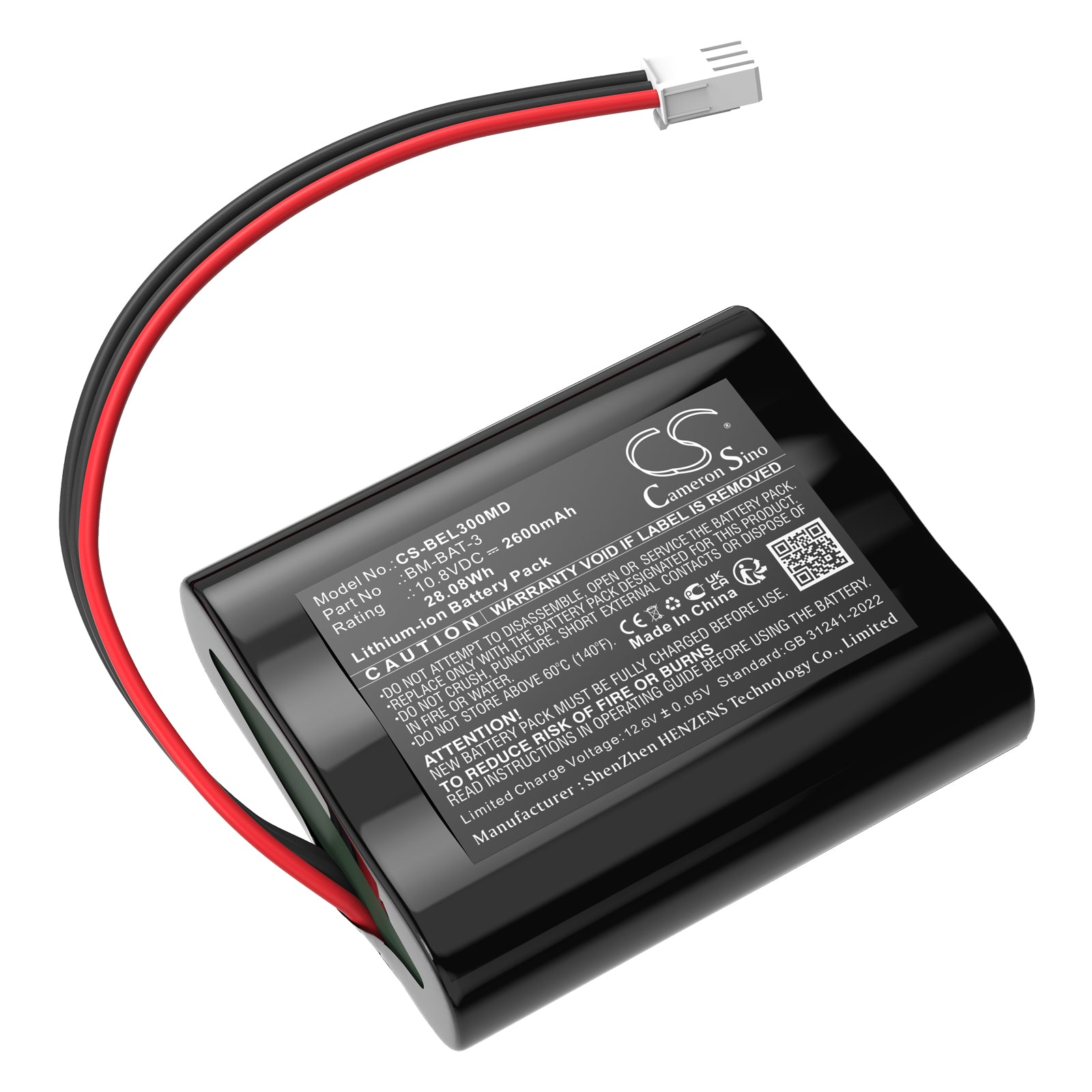 10.8V, Li-ion, 2600mAh, Battery fits Bionet BM3 Pro, BM3Vet Elite, 28.08Wh Medical Cameron Sino Technology Limited