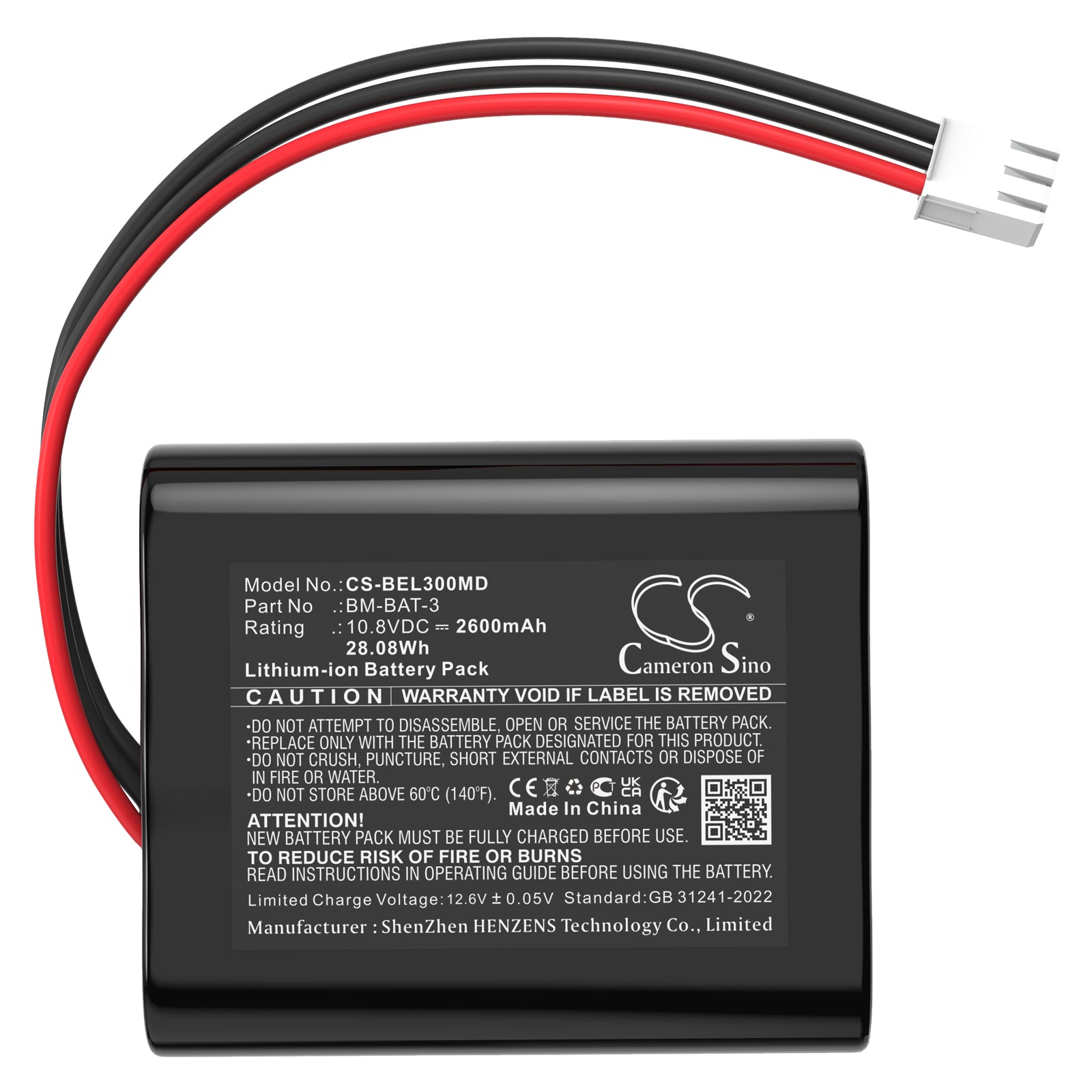 10.8V, Li-ion, 2600mAh, Battery fits Bionet BM3 Pro, BM3Vet Elite, 28.08Wh Medical Cameron Sino Technology Limited