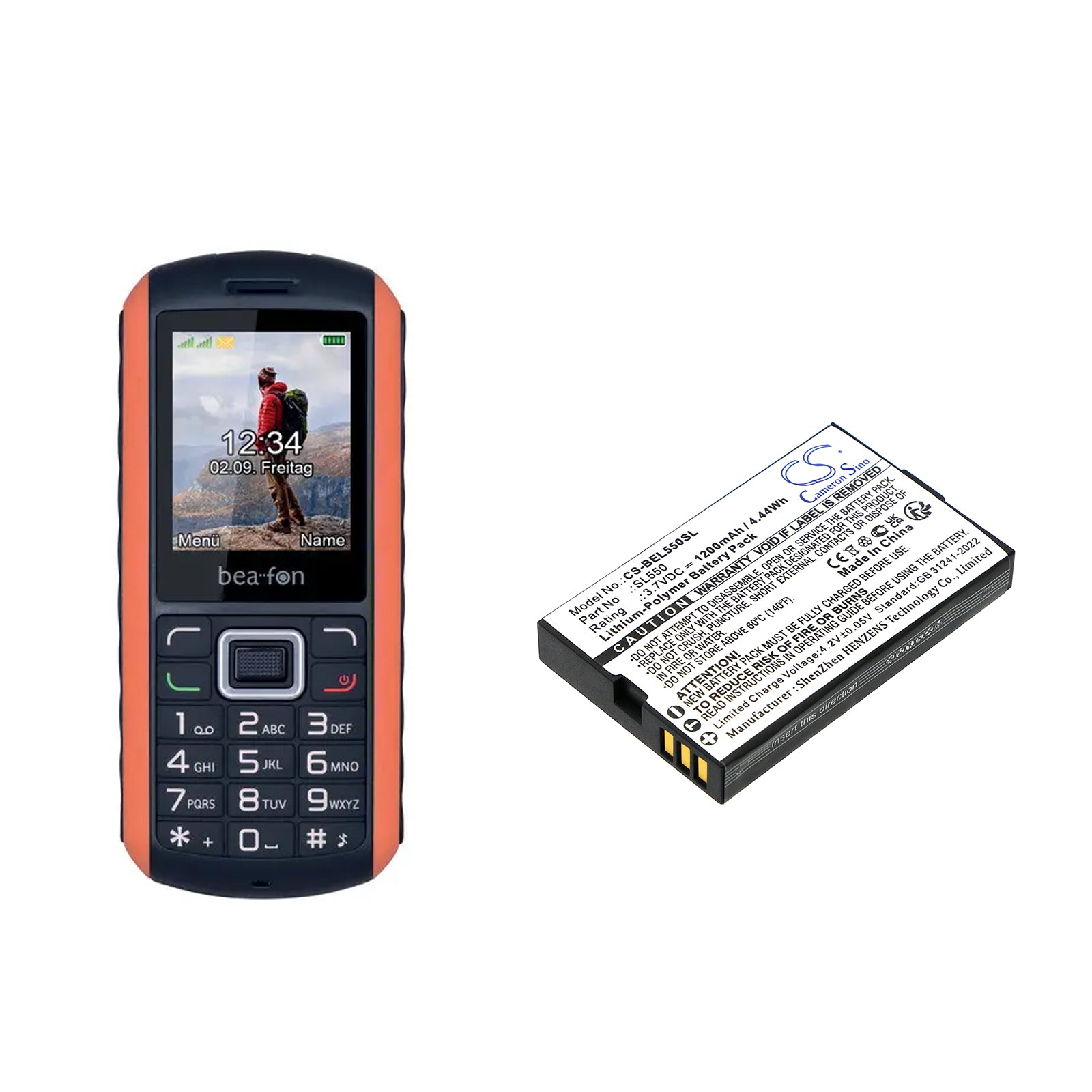 3.7V, Li-Polymer, 1200mAh, Battery fits Bea-fon AL550, 4.44Wh Mobile, SmartPhone Cameron Sino Technology Limited