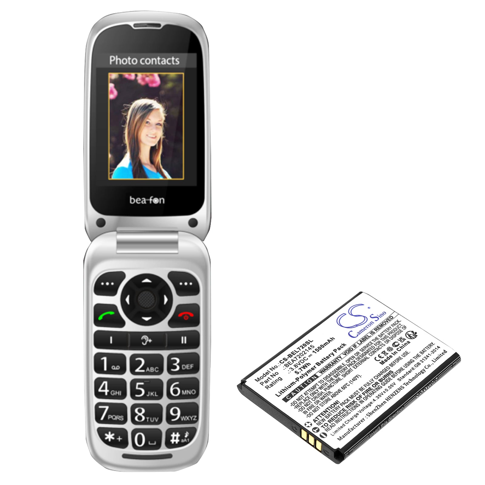 Li-Polymer, Mobile, SmartPhone Battery fits Bea-fon Sl720, Sl720i, 3.8V, 1500mAh Mobile, SmartPhone Cameron Sino Technology Limited