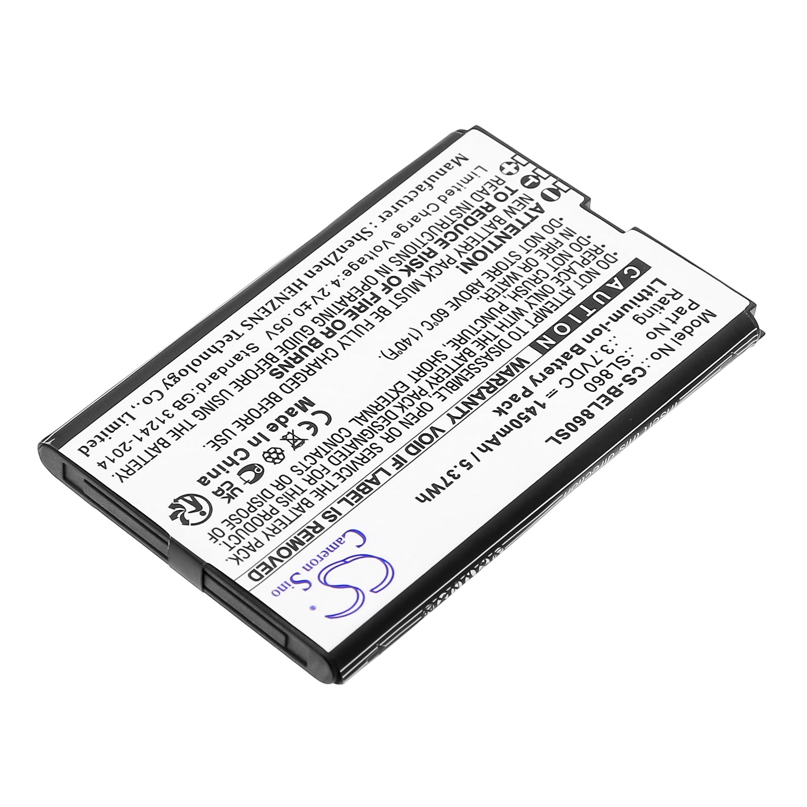 Li-ion, Mobile, SmartPhone Battery fits Bea-fon Sl860 Touch, Sl860_eu001b, 3.7V, 1450mAh Mobile, SmartPhone Cameron Sino Technology Limited