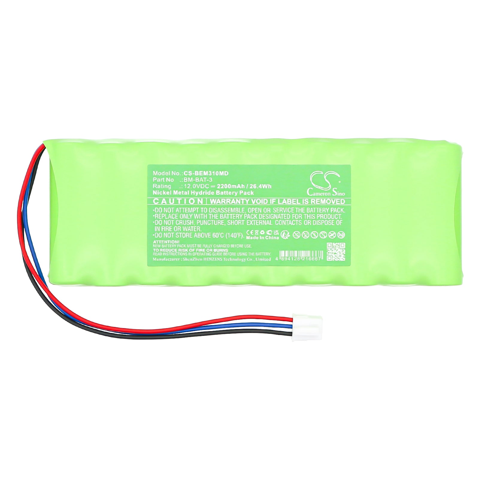 12V, Ni-MH, 2200mAh, Battery fits Bionet BM3:D1F1200001 ~ D1G03xxxxx(12.2005 ~ 03.2006), 26.4Wh Medical Cameron Sino Technology Limited